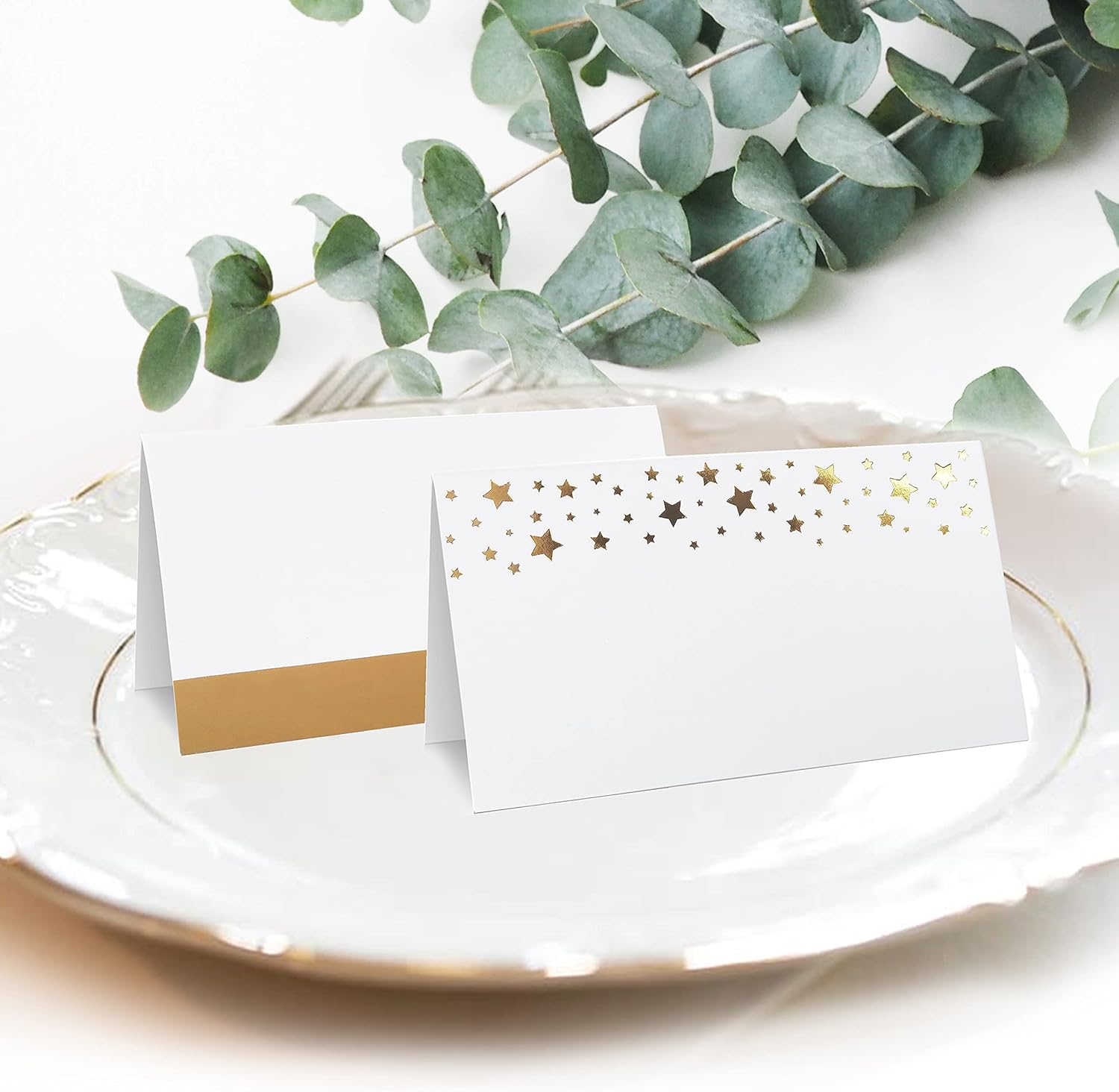 CLEVER SIGNS 100 Pack Gold Place Cards for Wedding Party Reception