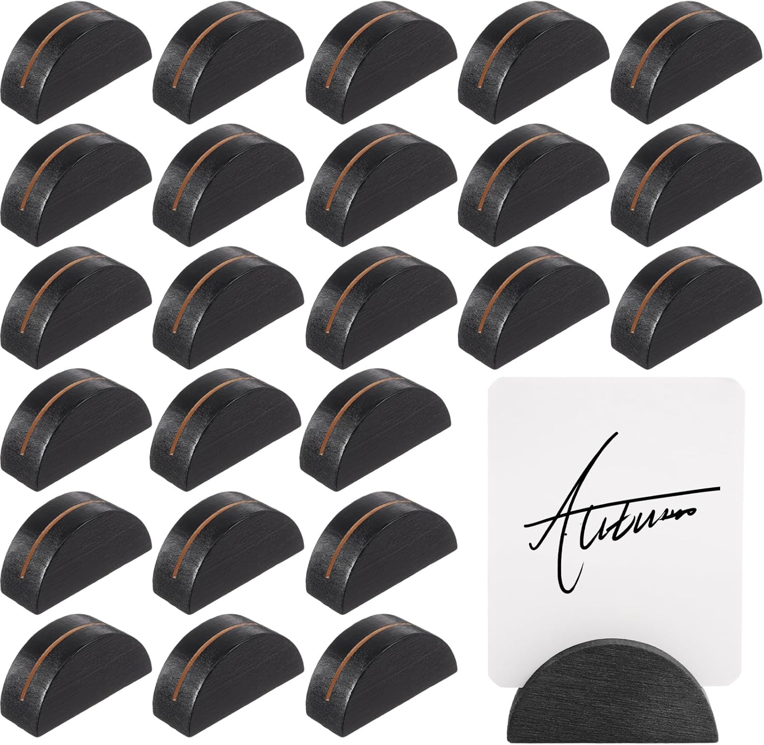 24 Pcs Black Wooden Table Name Holders