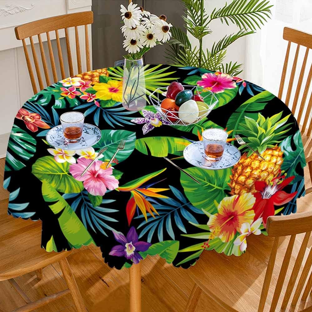 AOYEGO 60 Inch Round Tablecloth Tropical Design