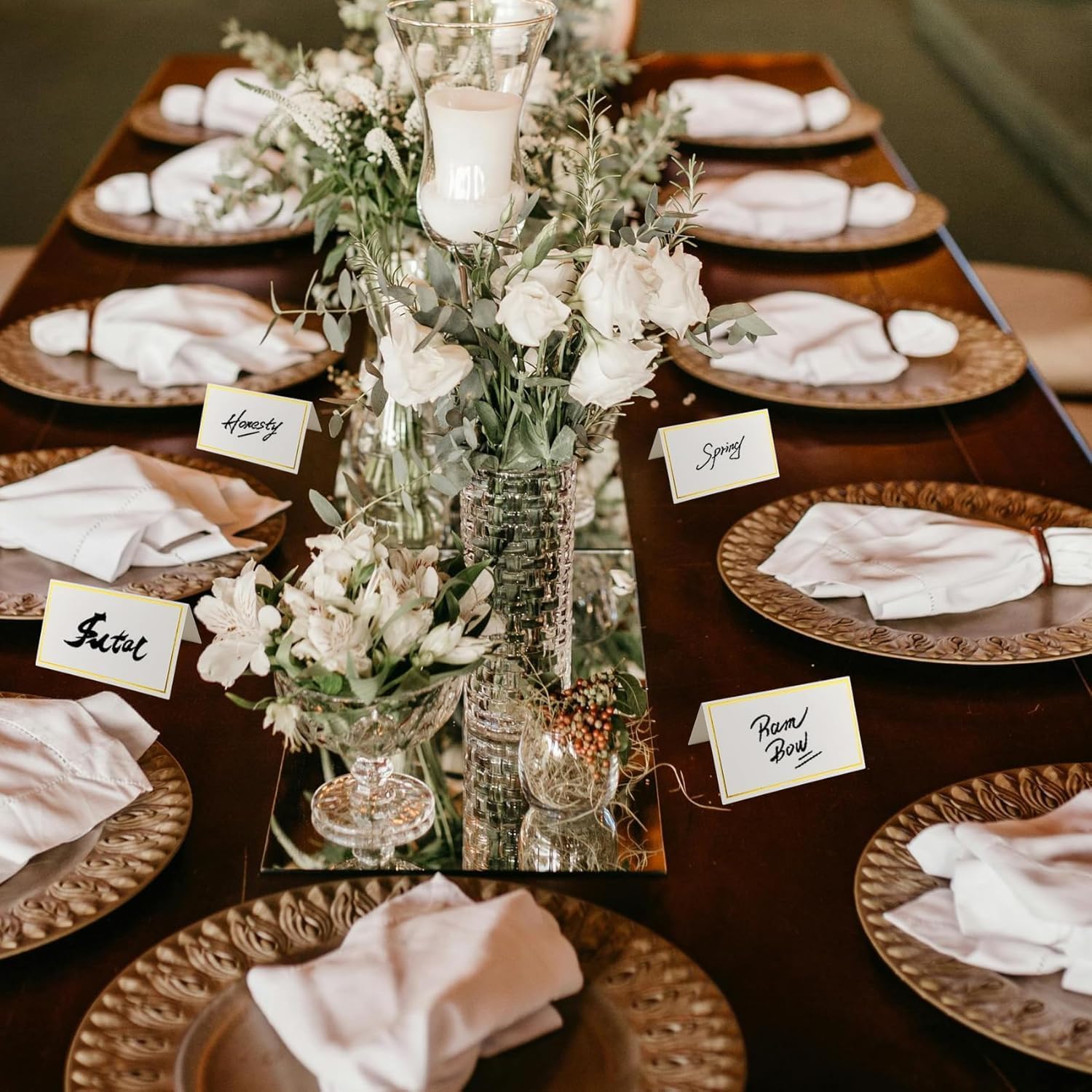 50-Pack Premium Gold Foil Border Place Cards