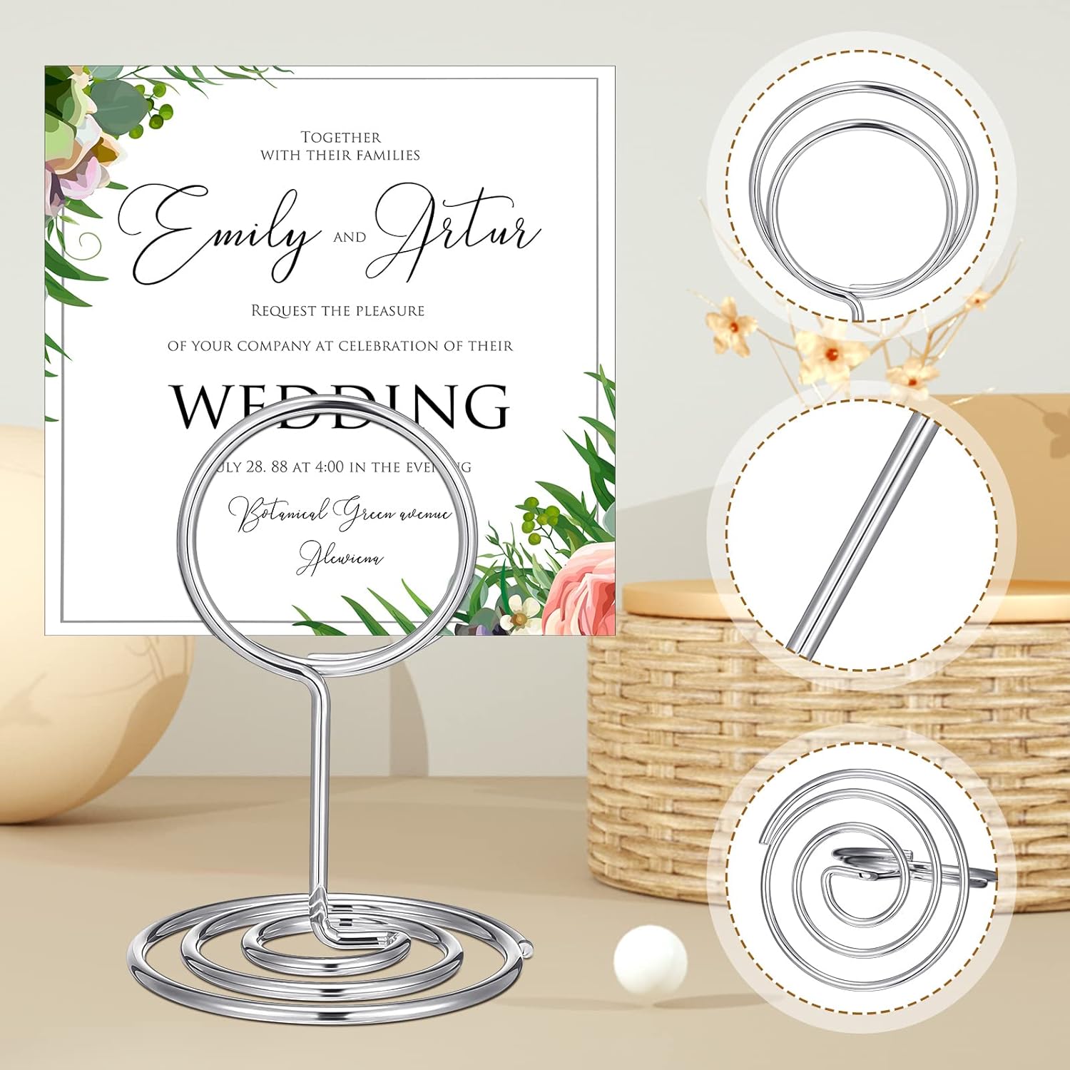 100 Mini Place Card Holders - 2 Inch Silver Table Number Stands