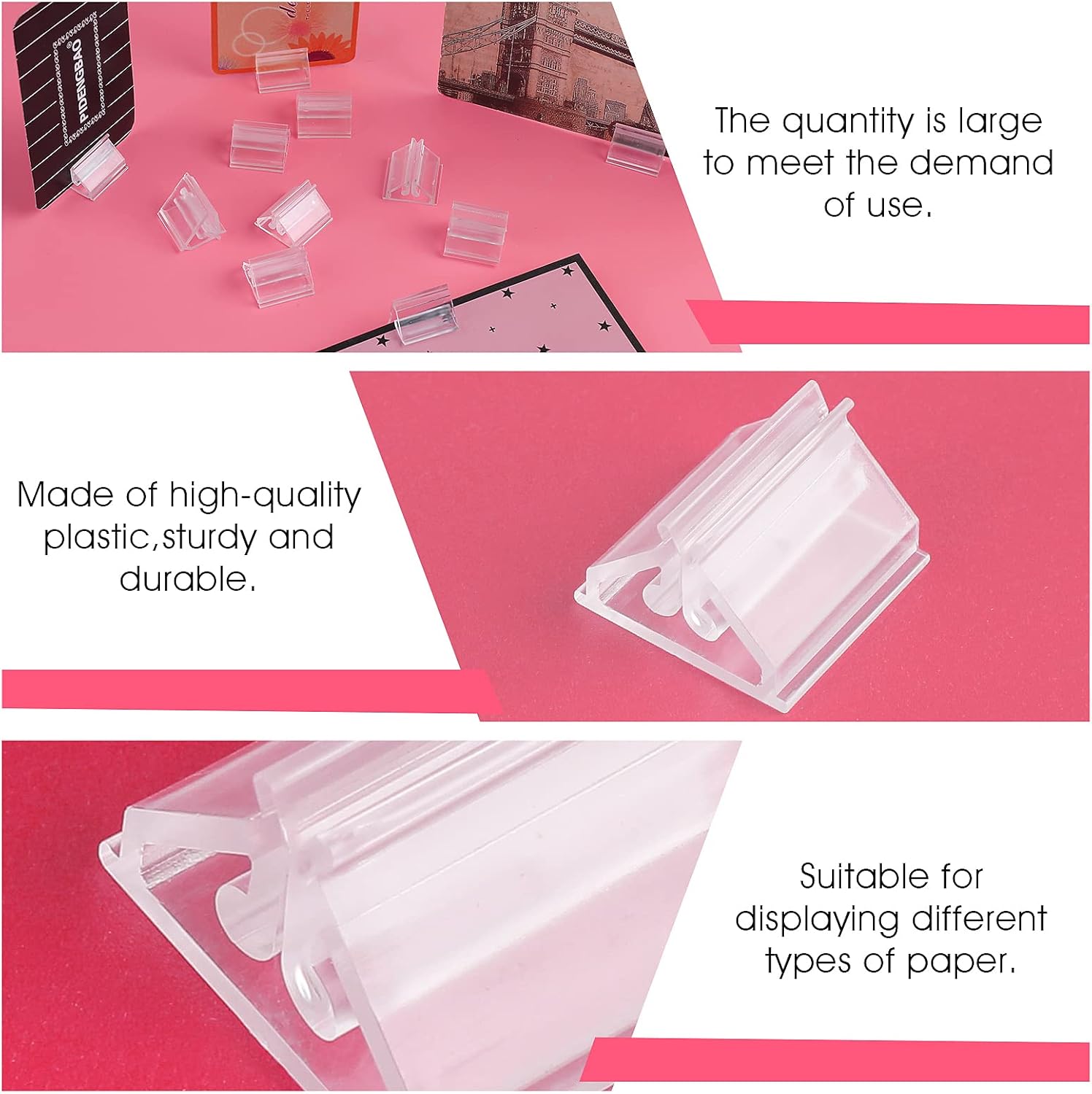 24PCS Clear Acrylic Place Card Holders for Wedding Photos and Memos