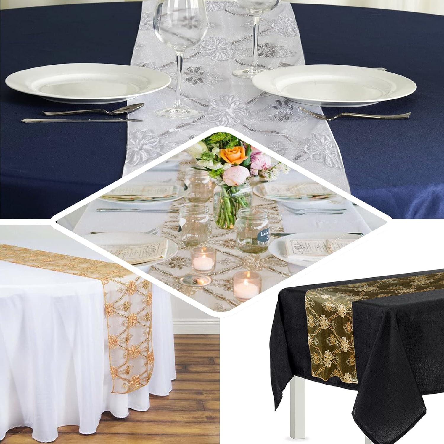 Champagne Lace Netting Table Runner for Weddings