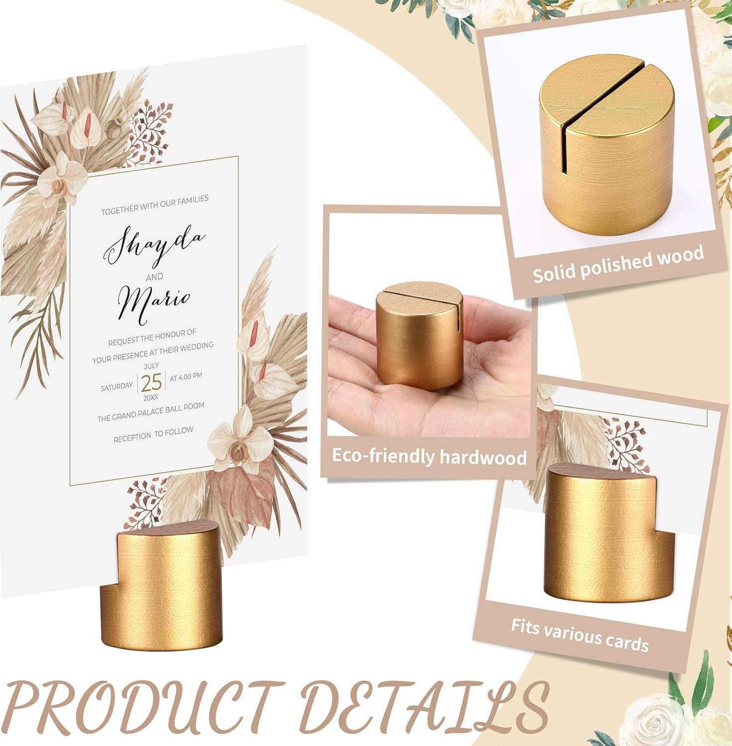 24 Pcs Wooden Place Card Stands for Wedding and Events