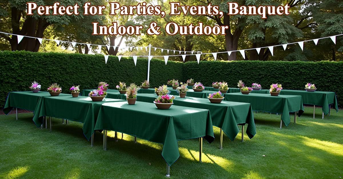 6 Pack Dark Green Paper Tablecloth for Rectangle Tables 54x108 Inch