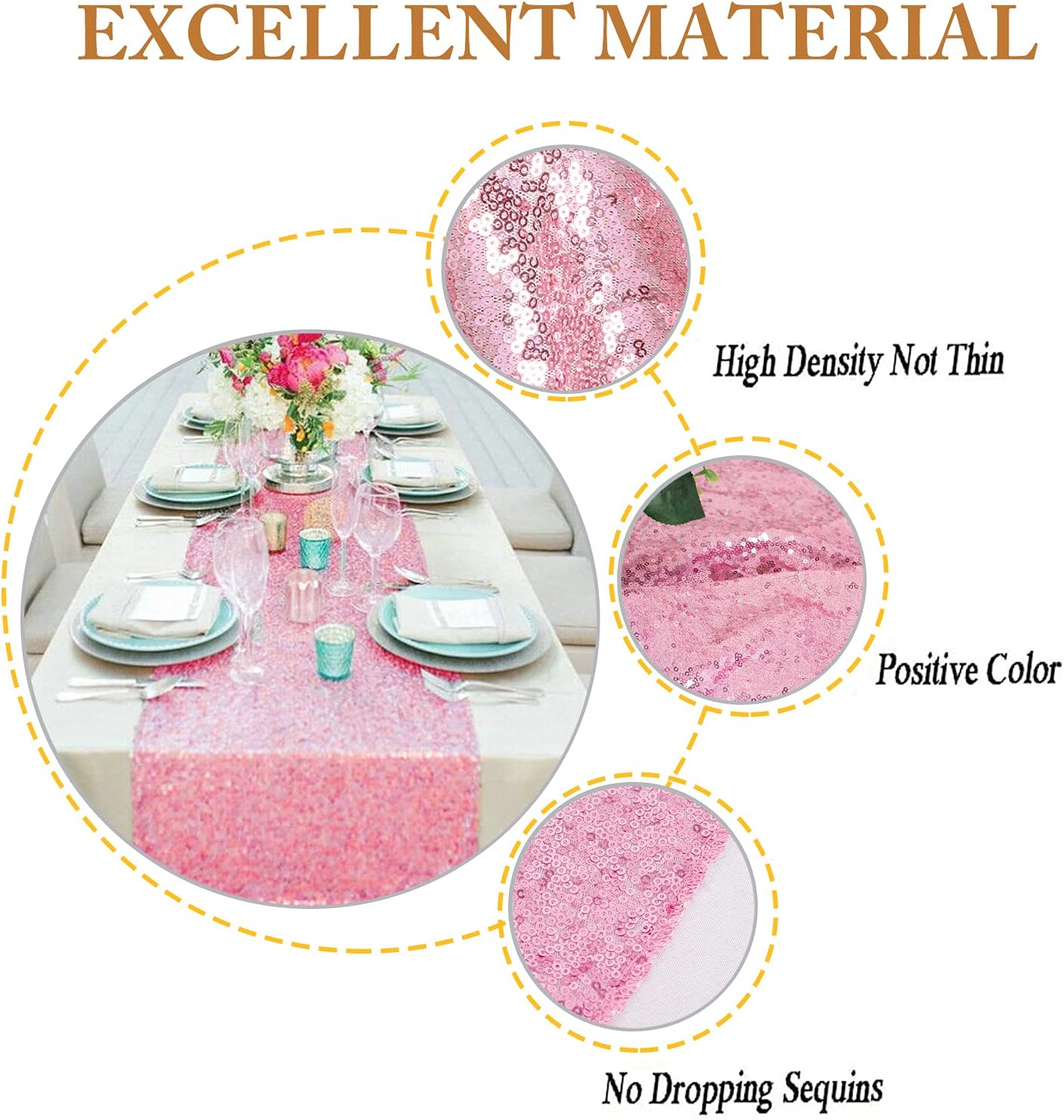 ShinyBeauty 12x72-Inch Fuchsia Pink Sequin Table Runner