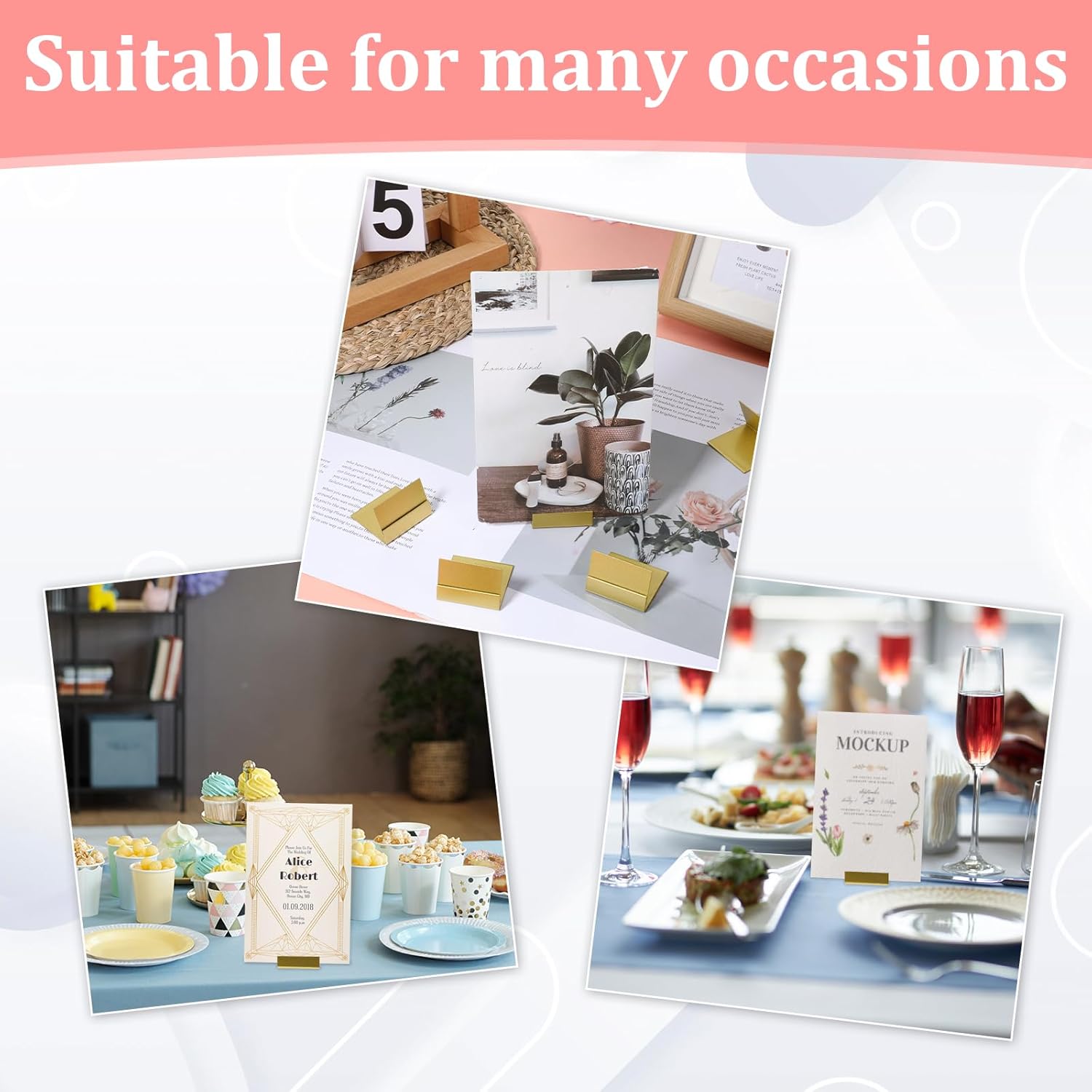 24 Pcs Gold Table Number Holders for Weddings Parties and Events