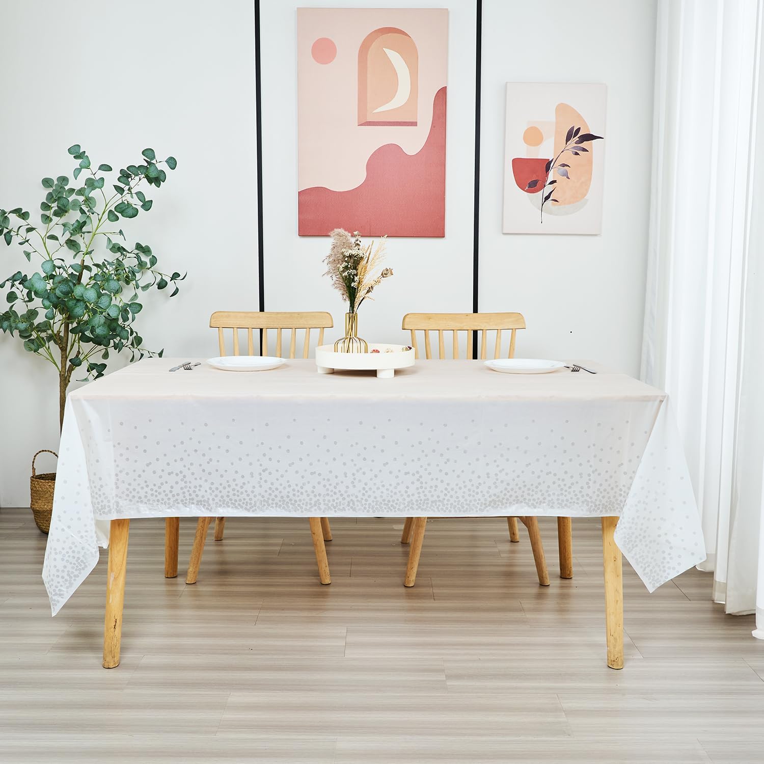 PARTYHIPPO Plastic Tablecloth Roll 54 x 100 with Cutter Box