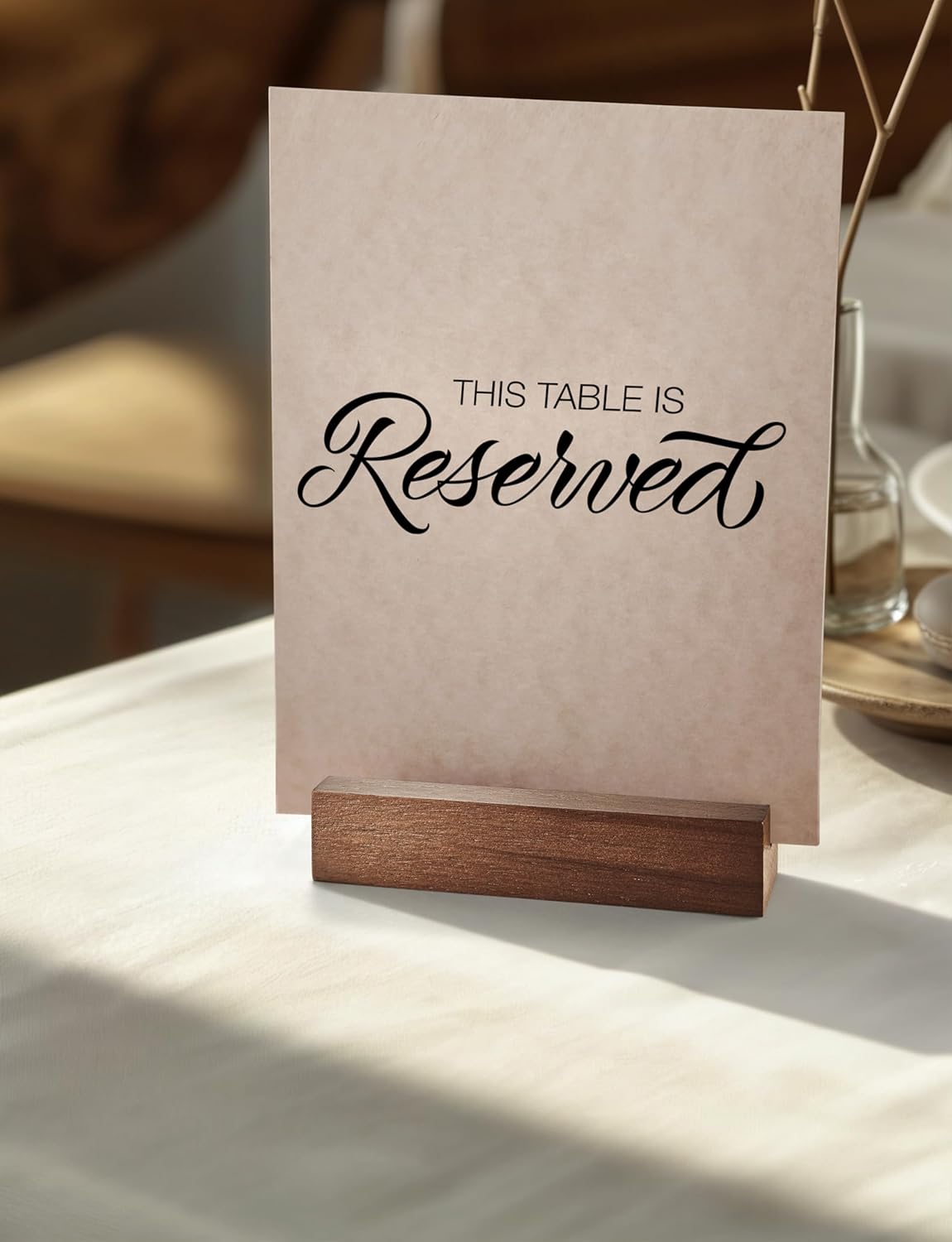 20 pcs Oak Wood Place Card Holder with Walnut Stain