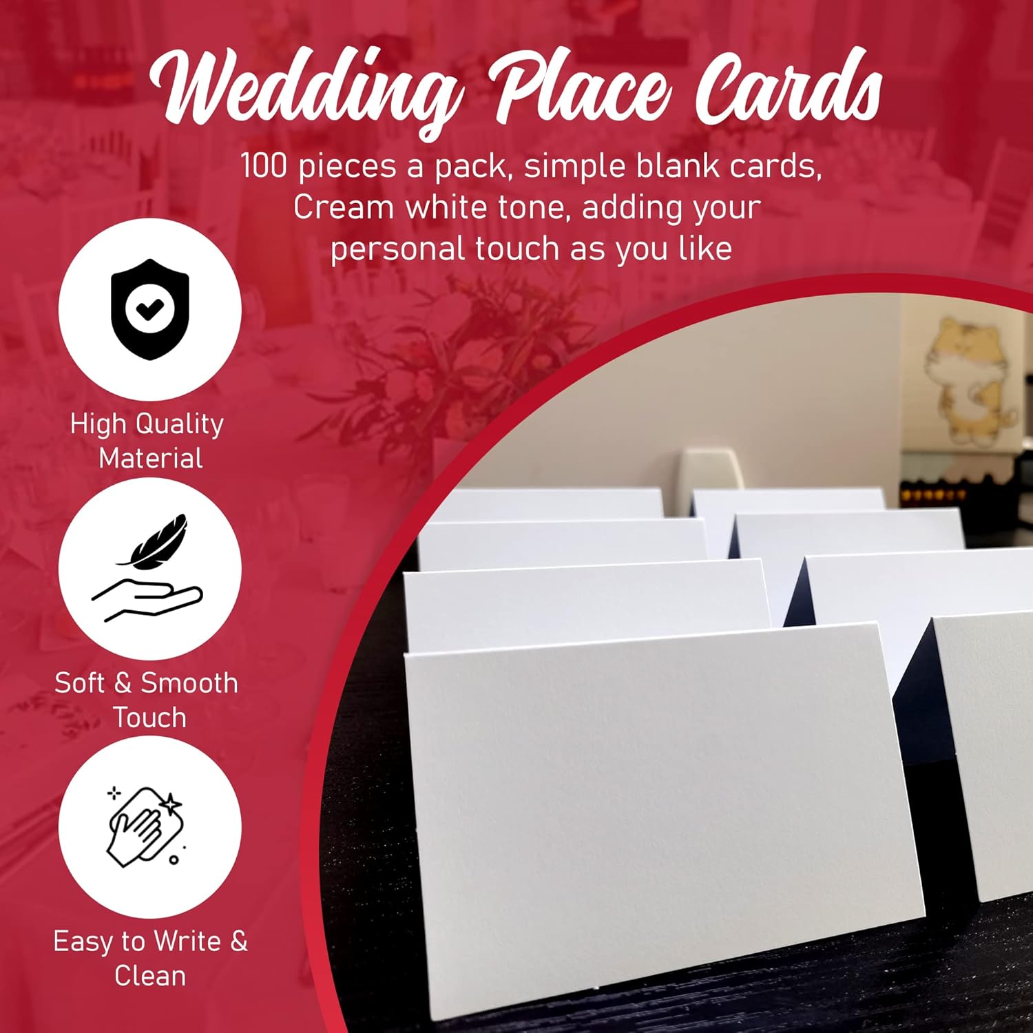 EVASTER Place Cards White Blank Pack of 100
