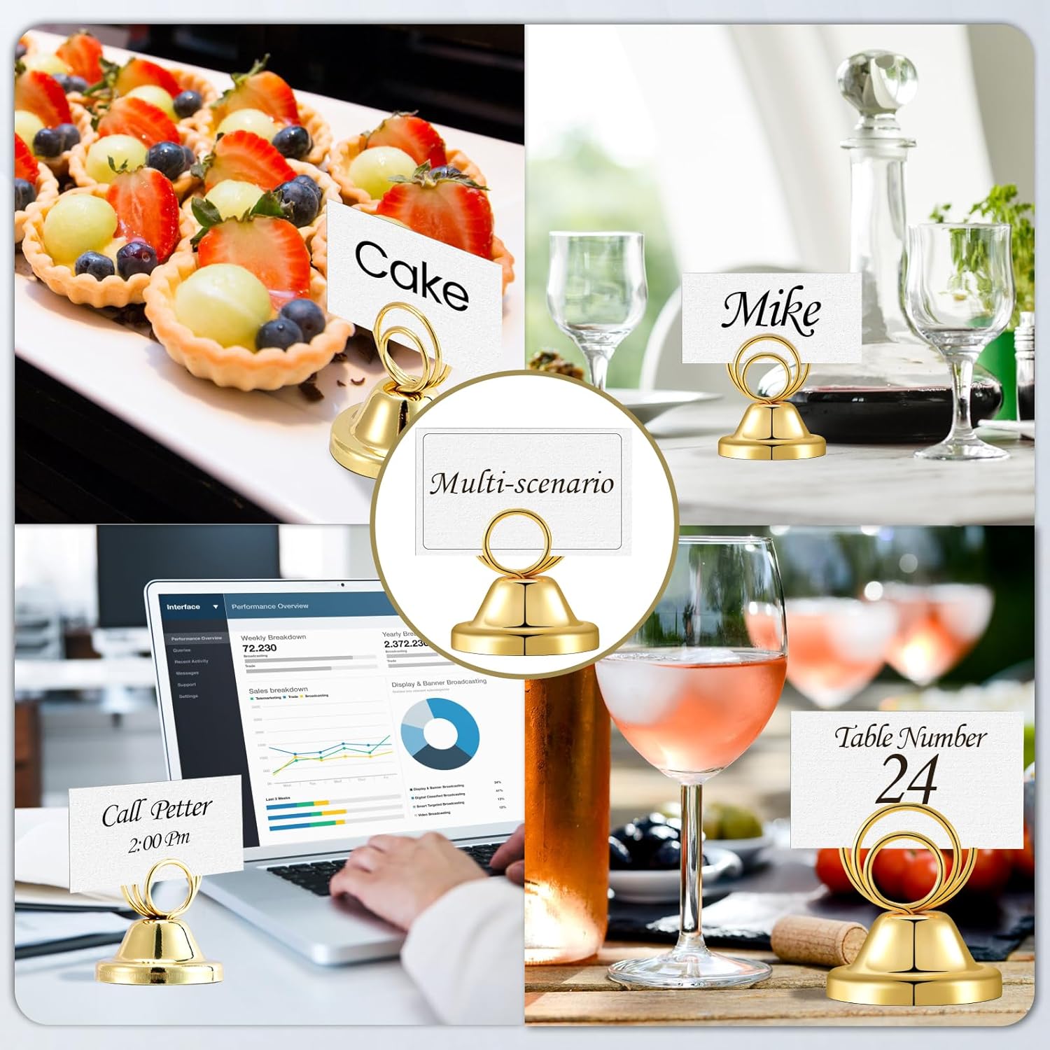 24 Pcs Gold Table Number Holders for Events