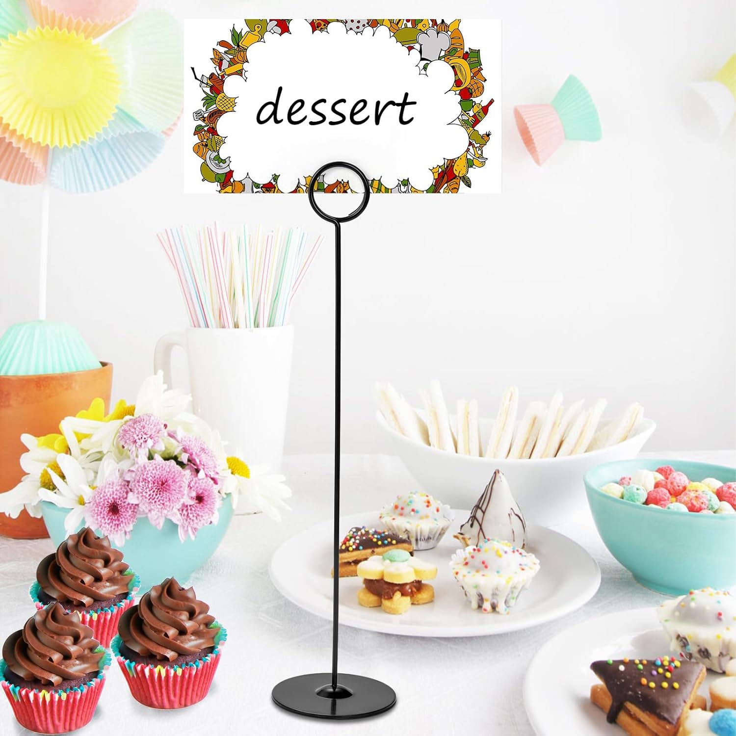 Tosnail 12 Pack 12 Inch Tall Table Number Holders Black