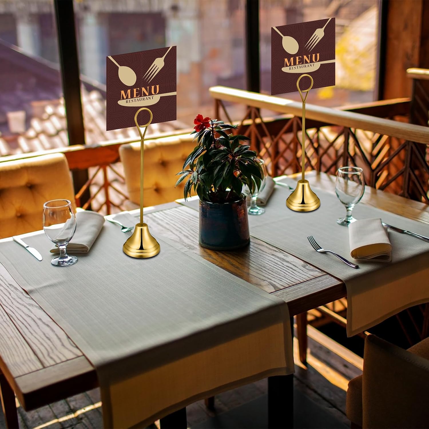 Marspark 16 Pcs 8 Gold Metal Table Number Holders