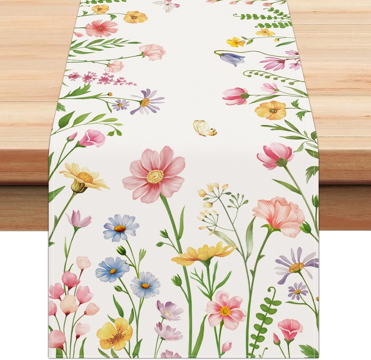 Bonhause Spring Floral Table Runner 13x72 Inch
