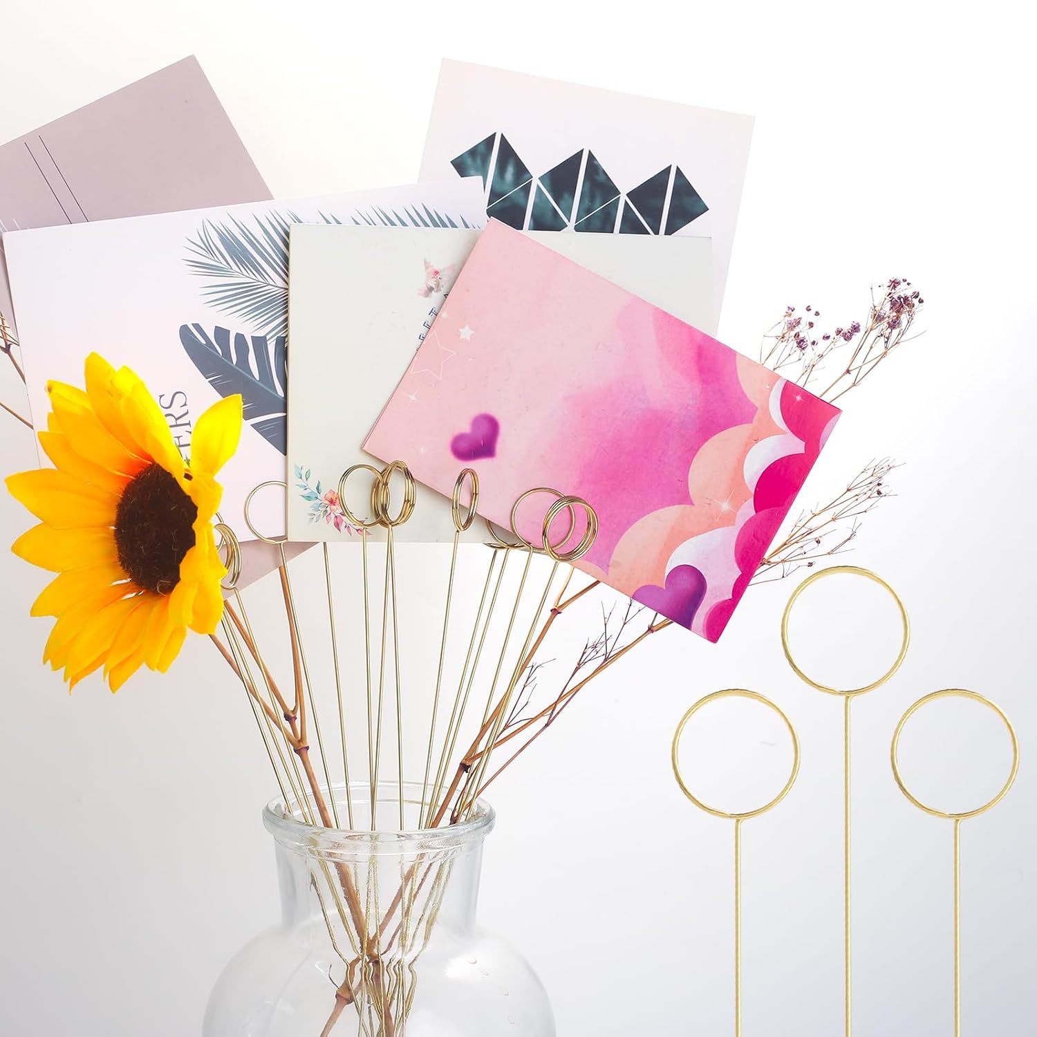 Gegraterwa Picture Holders for Centerpieces 40Pcs Metal Photo Sticks
