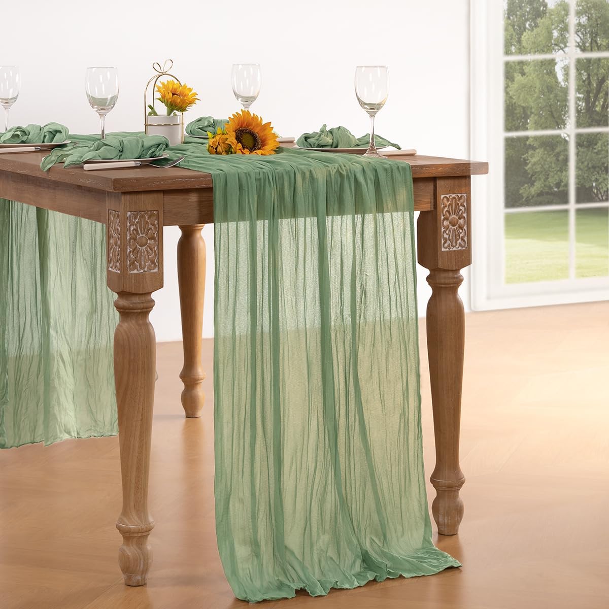 Sage Green Cheesecloth Table Runner Set Of 12
