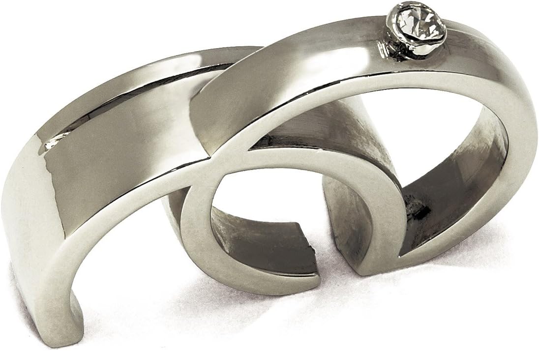 Weddingstar Double Rings With Crystal Place Card Holder 1