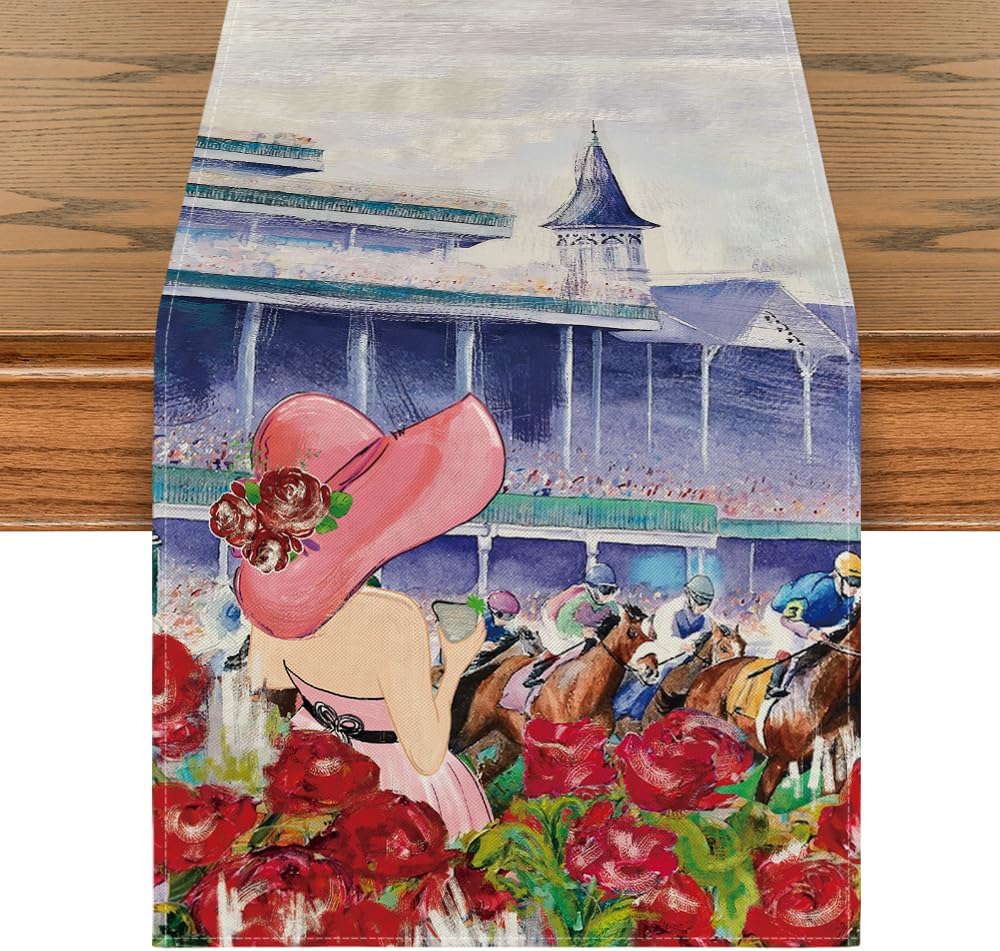 Artoid Mode Rose Horse Racing Castle Table Runner 13x90 Inch