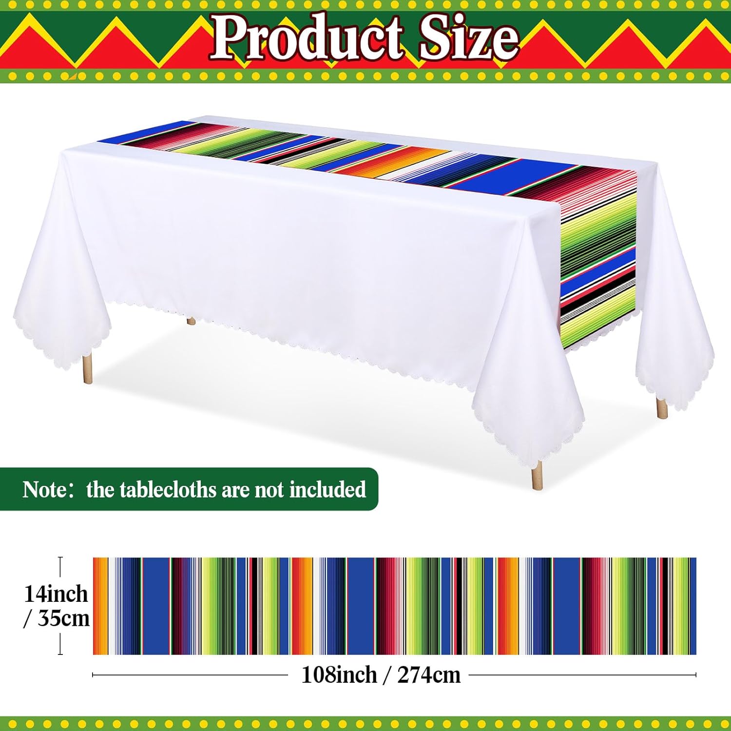 Preboun 6 Pcs Plastic Mexican Table Runner Fiesta Decor