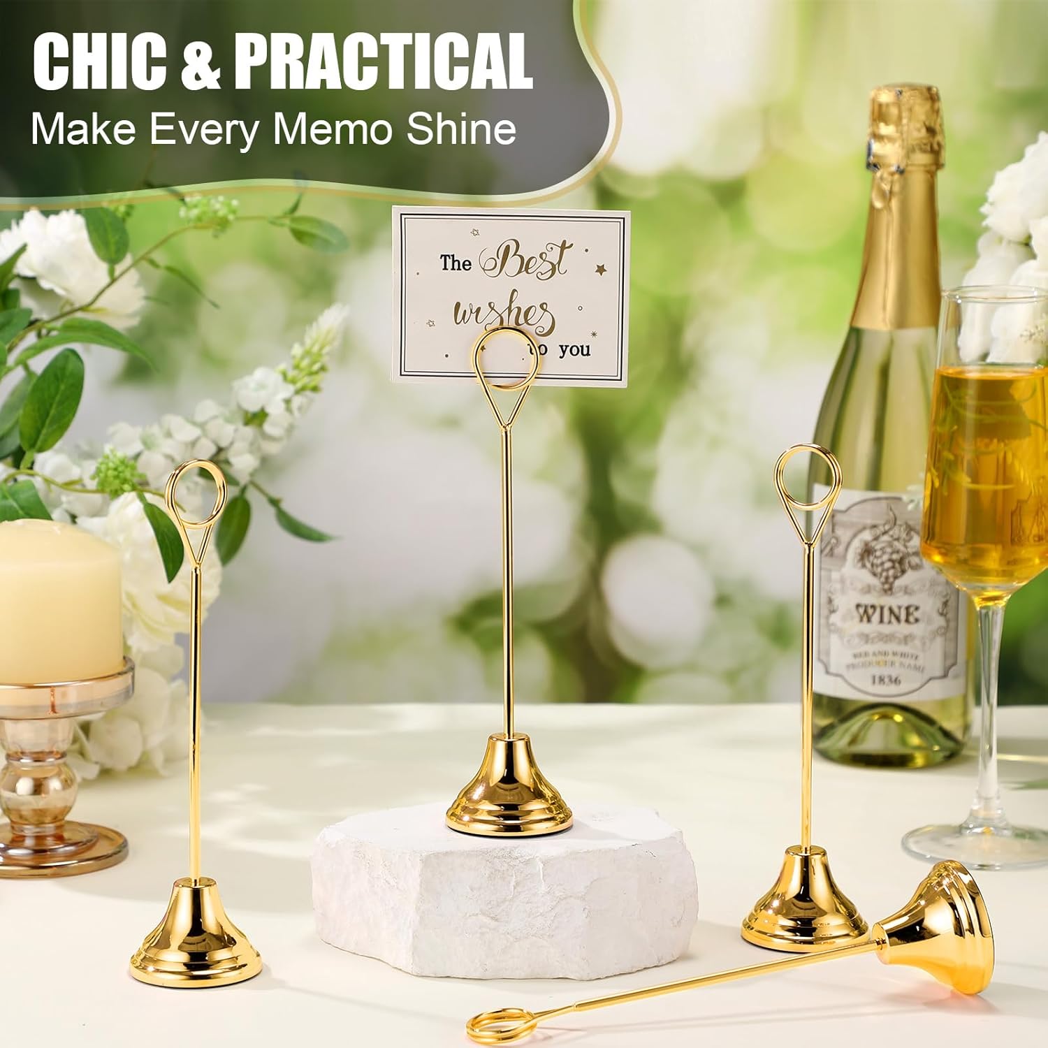 Marspark 16 Pcs 8 Gold Metal Table Number Holders