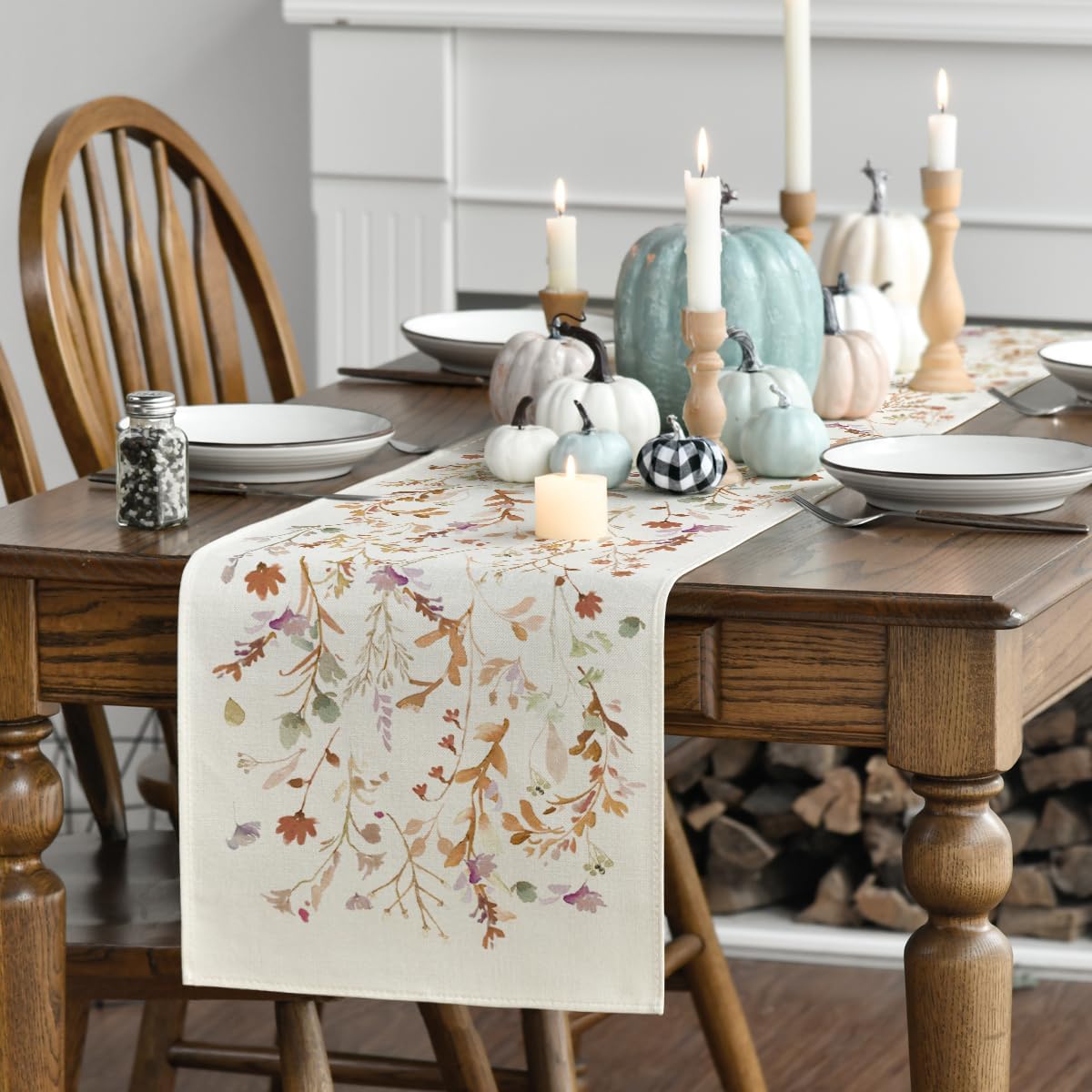 Artoid Mode Floral Leaves Fall Table Runner 13x72 Inch