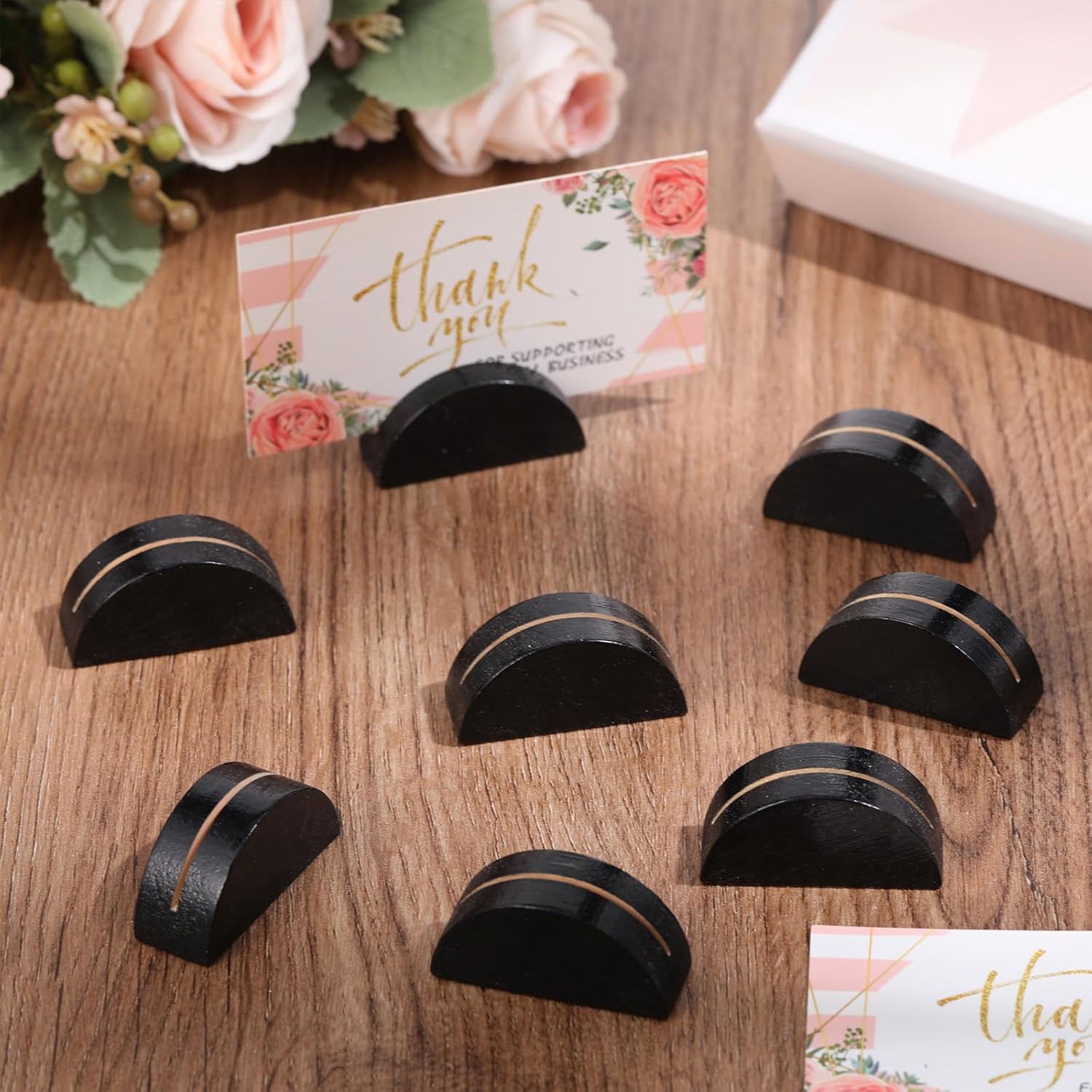 24 Pcs Black Wooden Table Name Holders