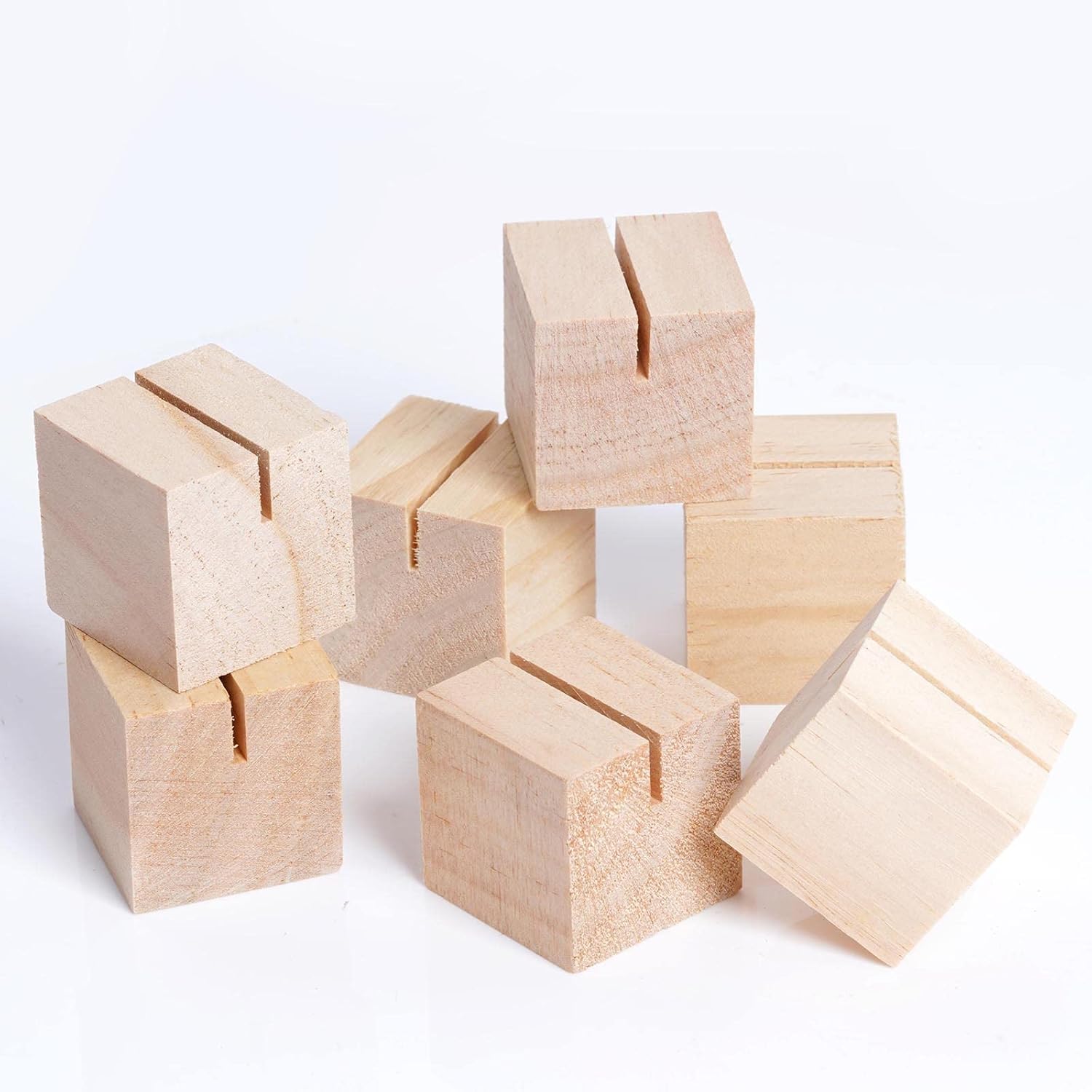 20 Pieces Wood Place Card Holders with Brown Paper Cards