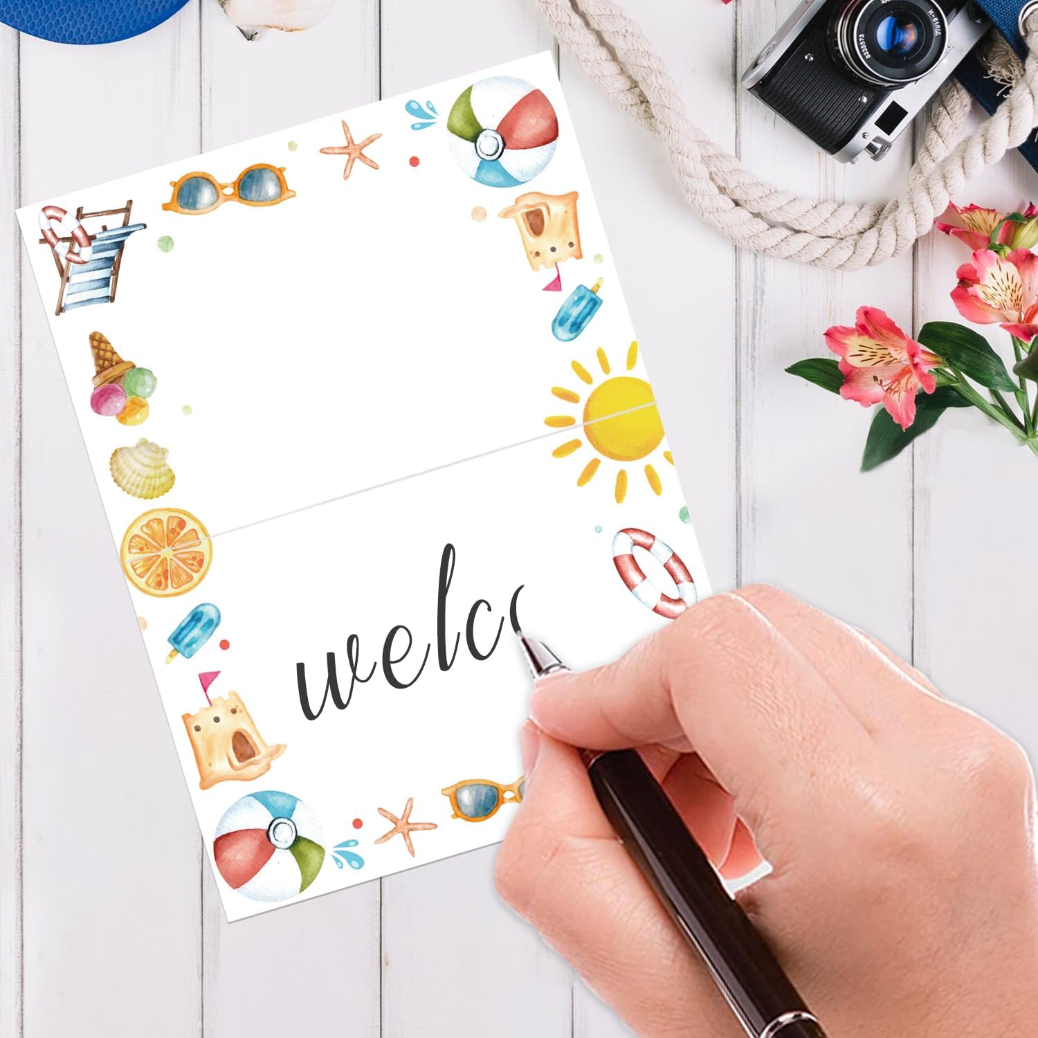 24 Pcs Summer Beach Place Cards for Parties