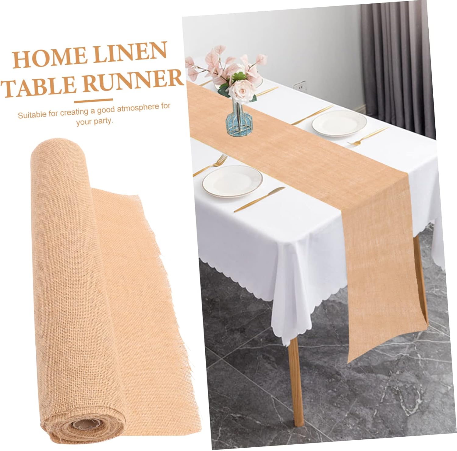 Zerodeko Natural Linen Table Runner for Rustic Wedding Decor