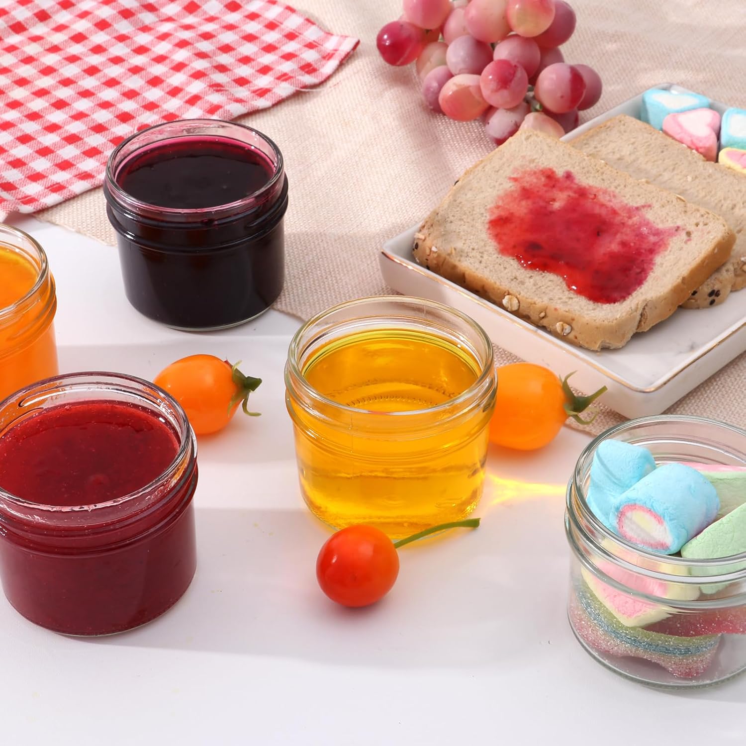 STARSIDE 40 Pack 4 oz Glass Jars With Silver Lids
