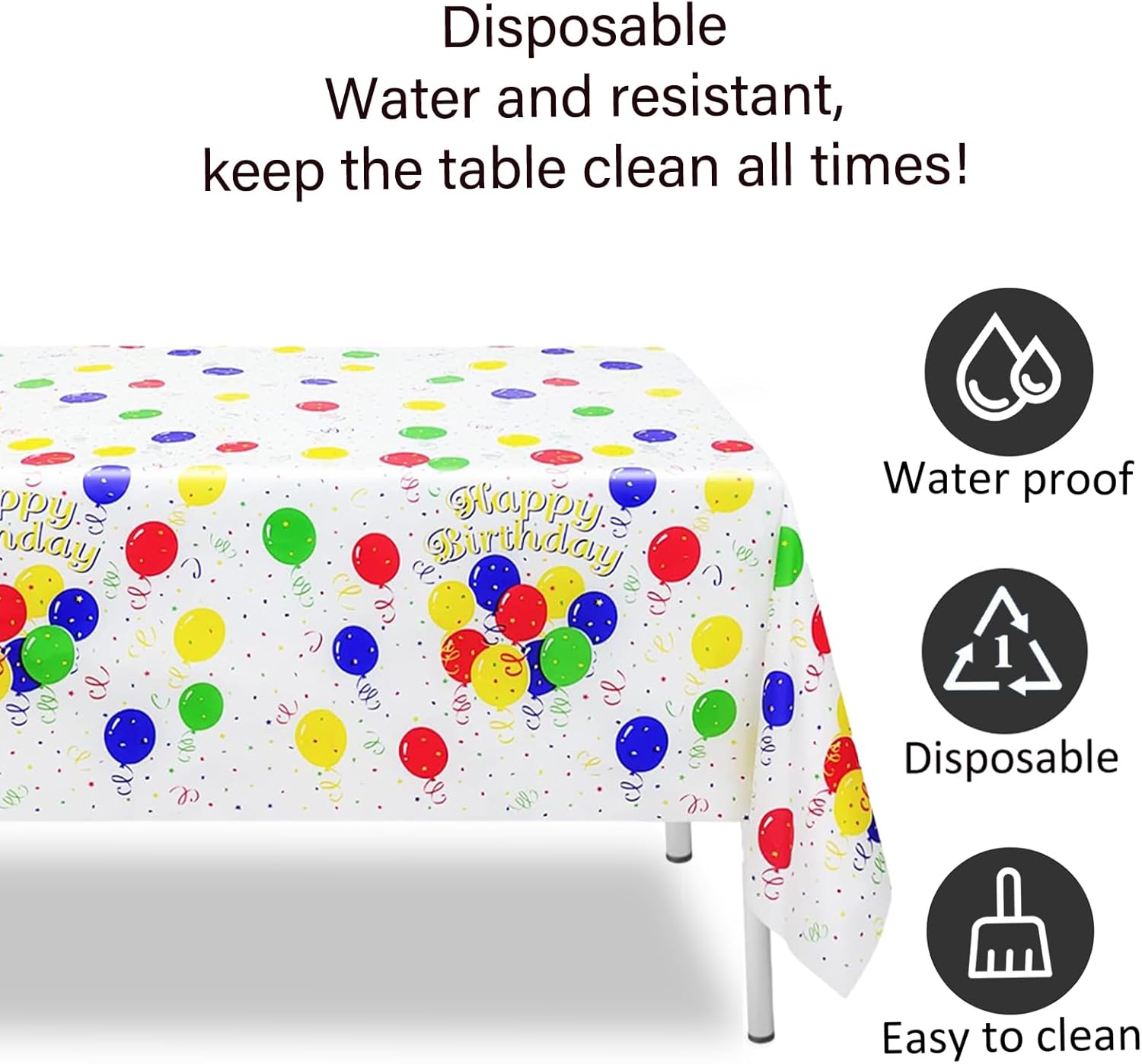 2 Pack Colorful Balloon Tablecloth for Parties