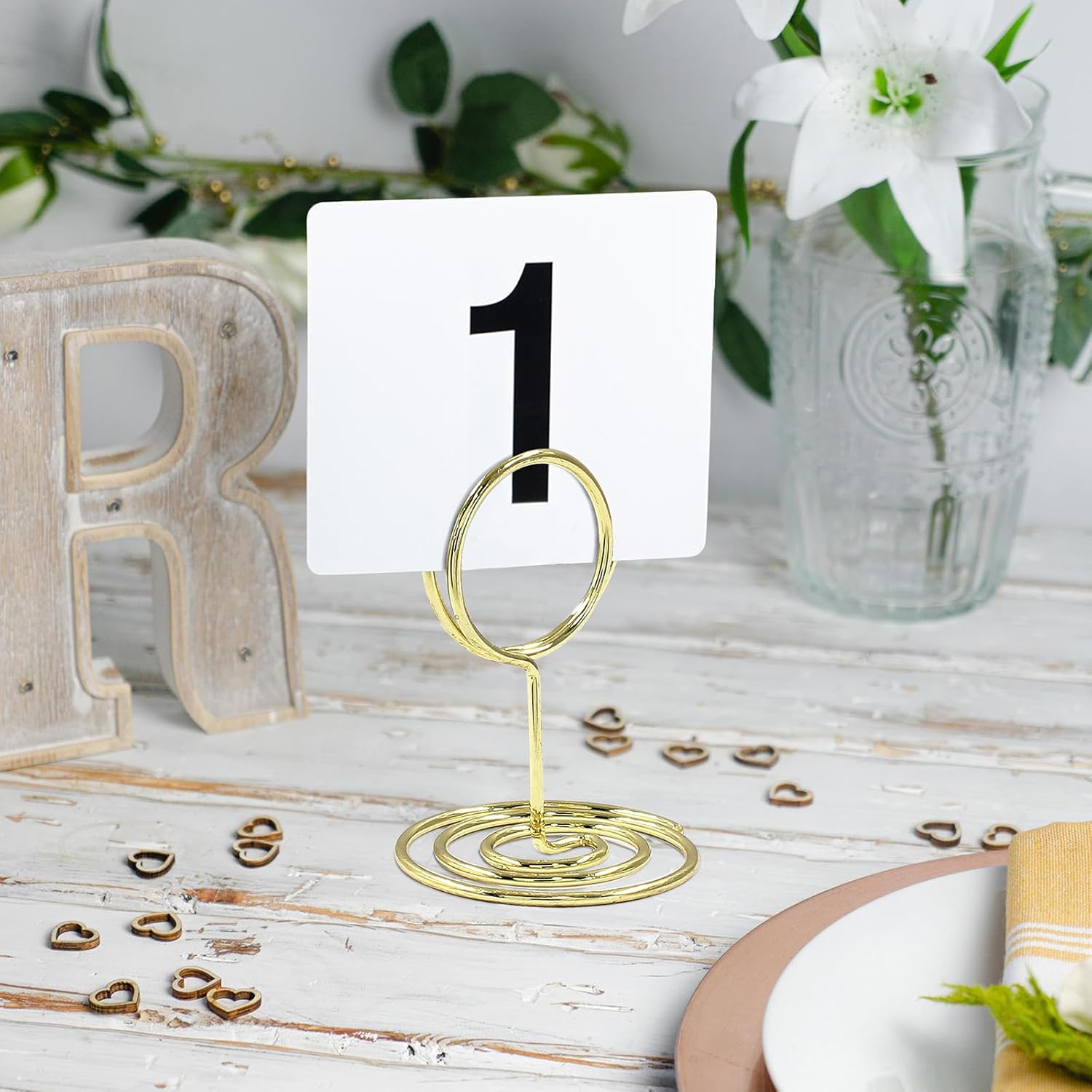 Waziaqoc 10Pcs Gold Table Number Holders