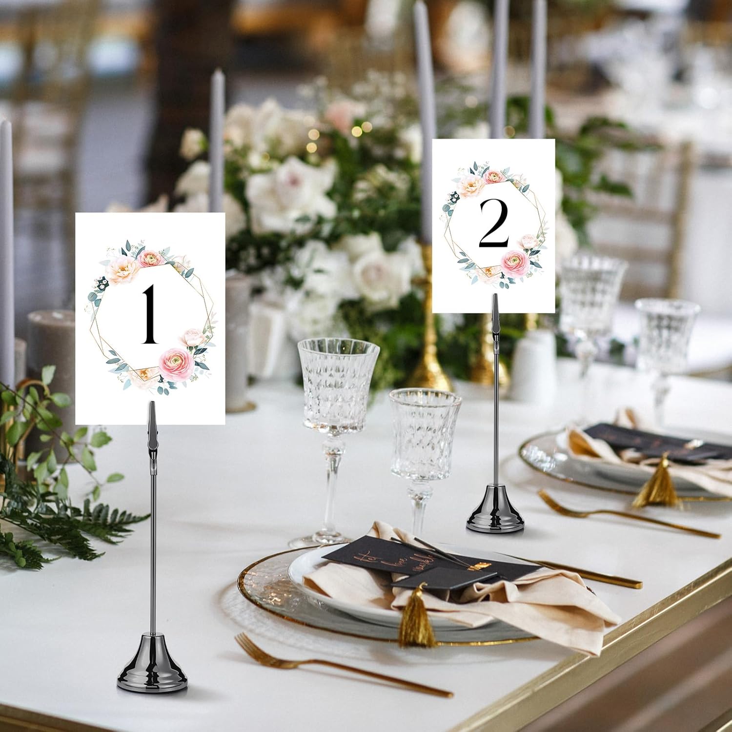 Marspark 12 Pcs 8 Inch Place Card Holders with Alligator Clip Gunmetal