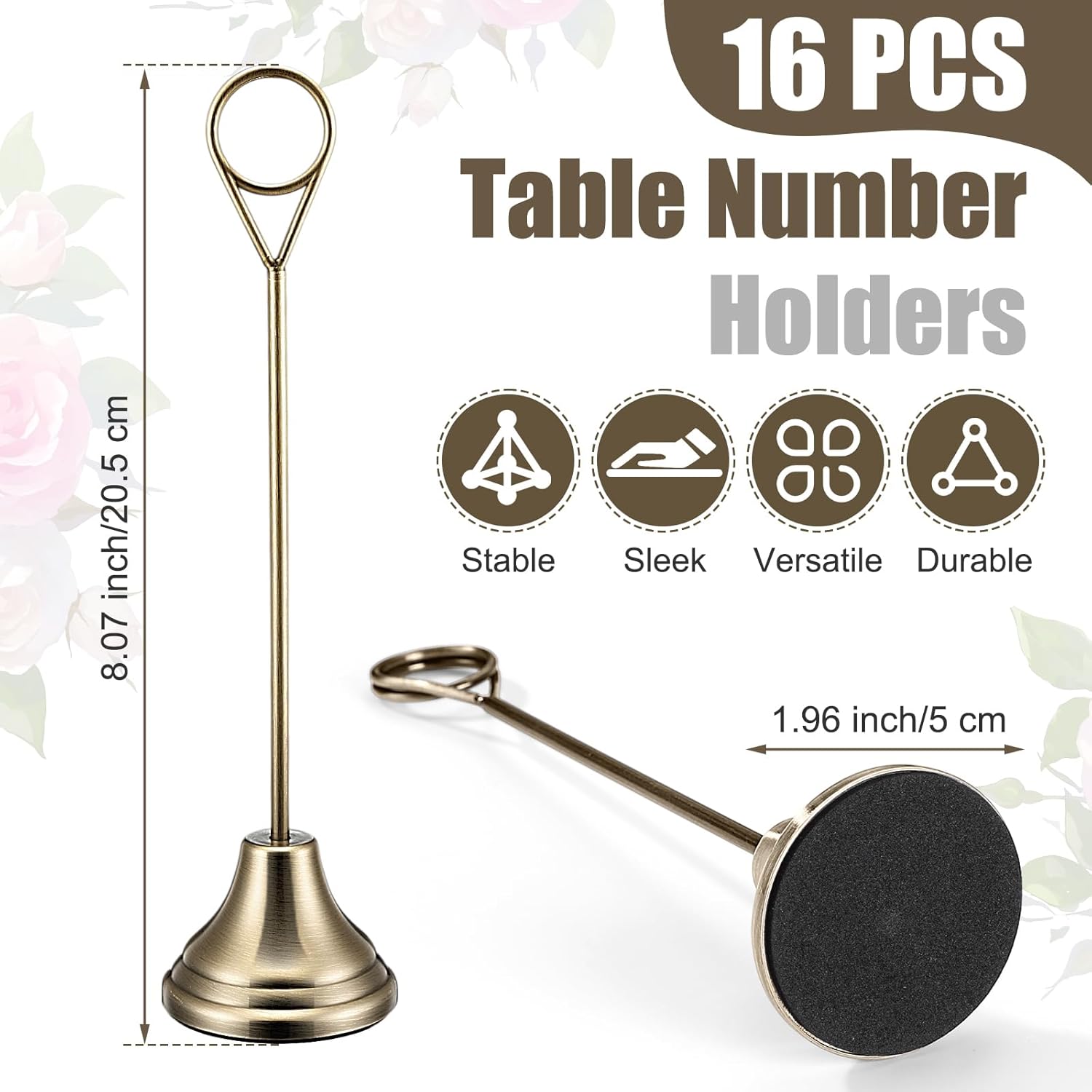 Marspark 16 Pcs 8 Inch Metal Table Number Holders