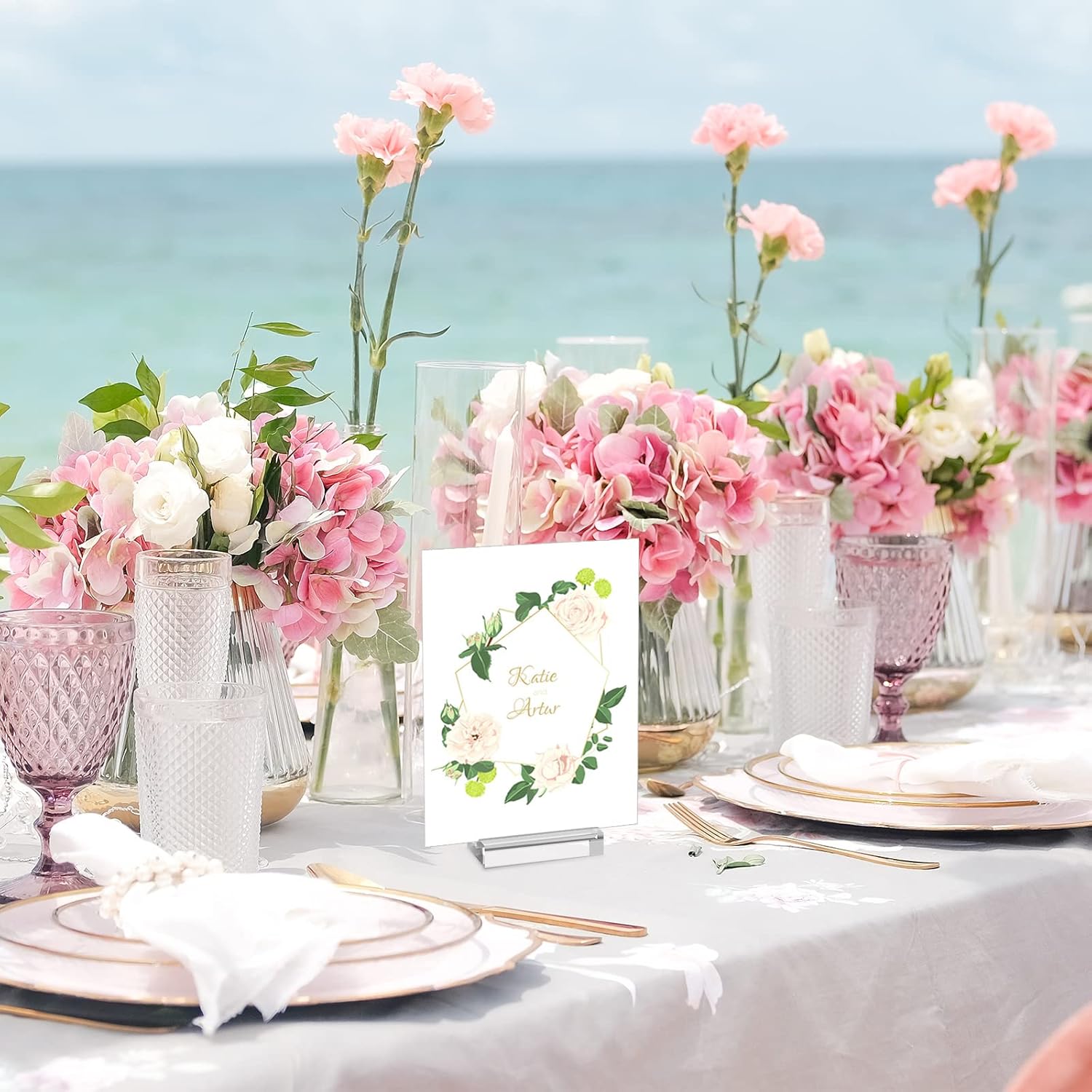 Roowest 100 Pcs Clear Place Card Holders for Events