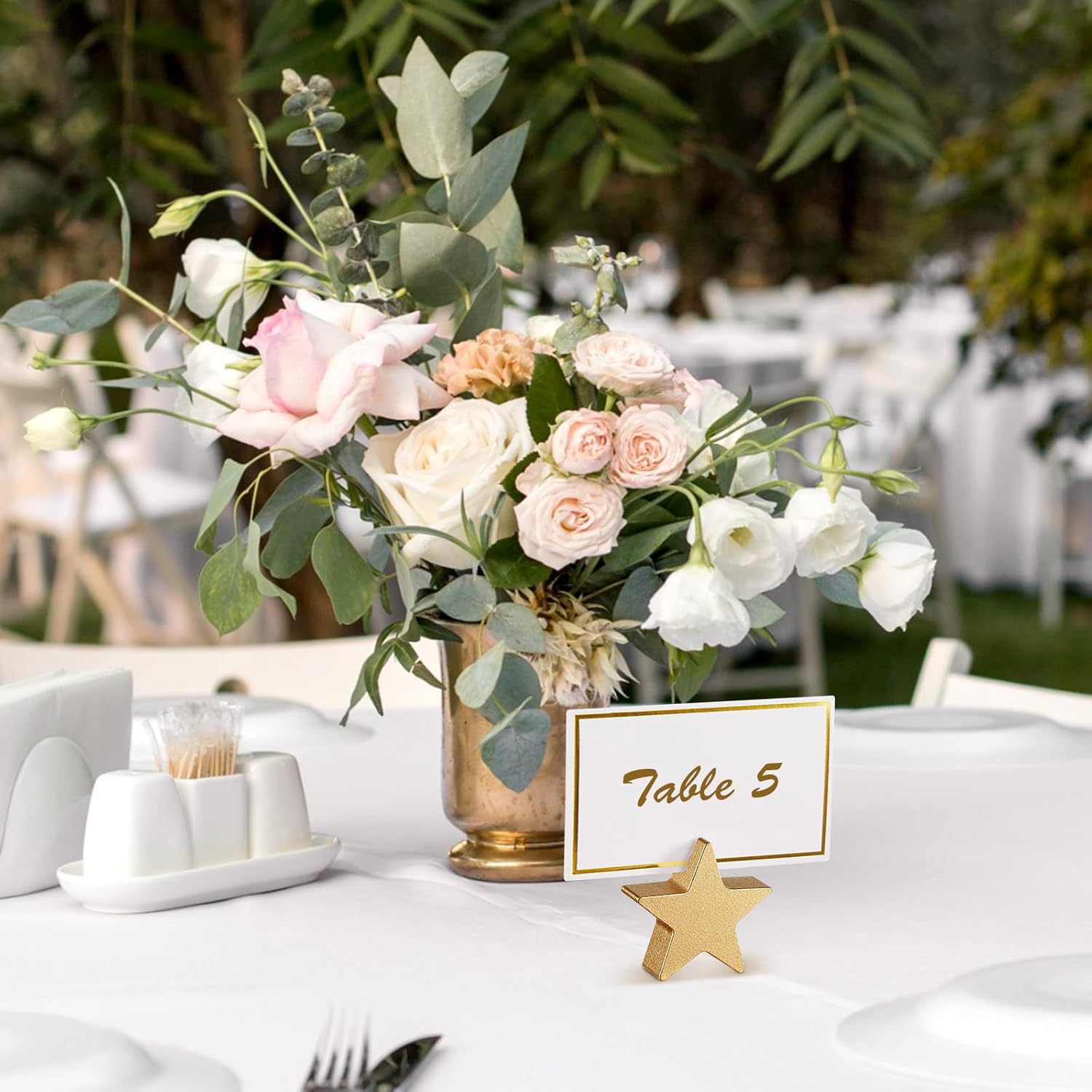 Kigley 24 Pcs Star Wooden Table Place Card Holders