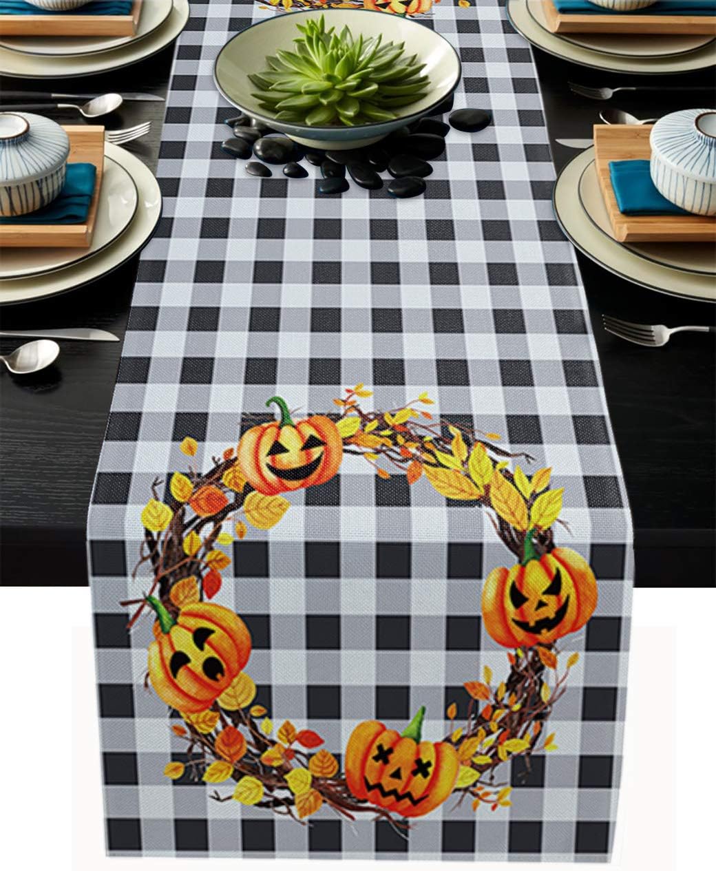 TH XHome Linen Table Runner 183 Inches Long Farmhouse Decor