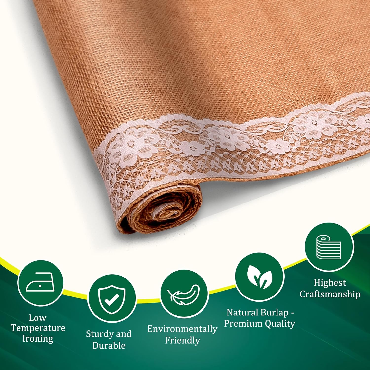 Fibeusion Burlap Lace Table Runner Pack of 6 12x108