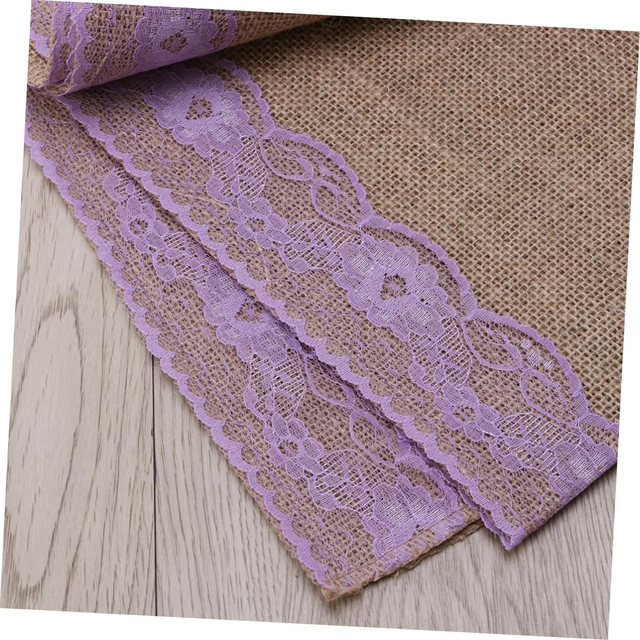 275x30cm Burlap Table Runner with Rustic Lace Edging