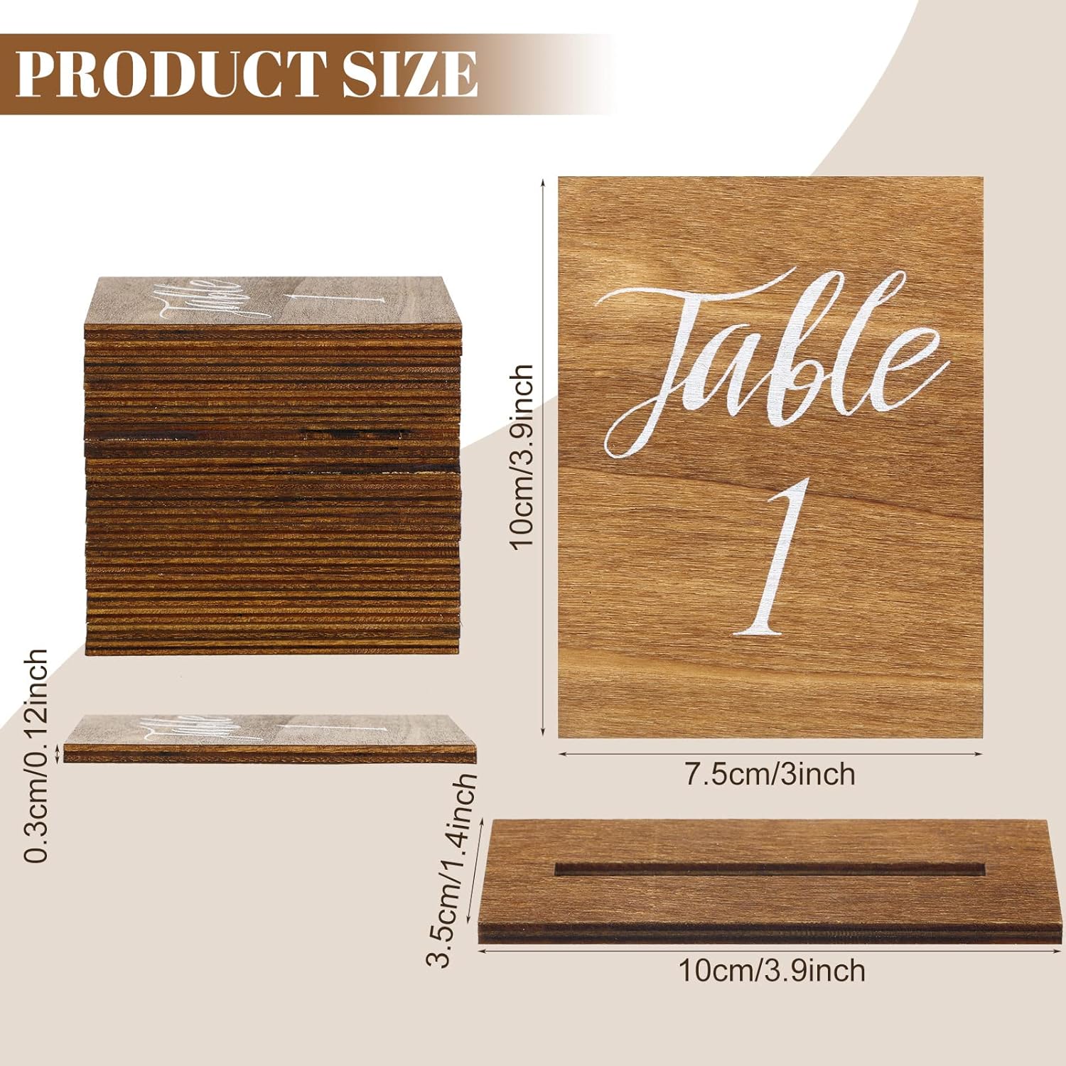 Chunful 20 Pcs Wooden Table Numbers with Base for Wedding Centerpieces