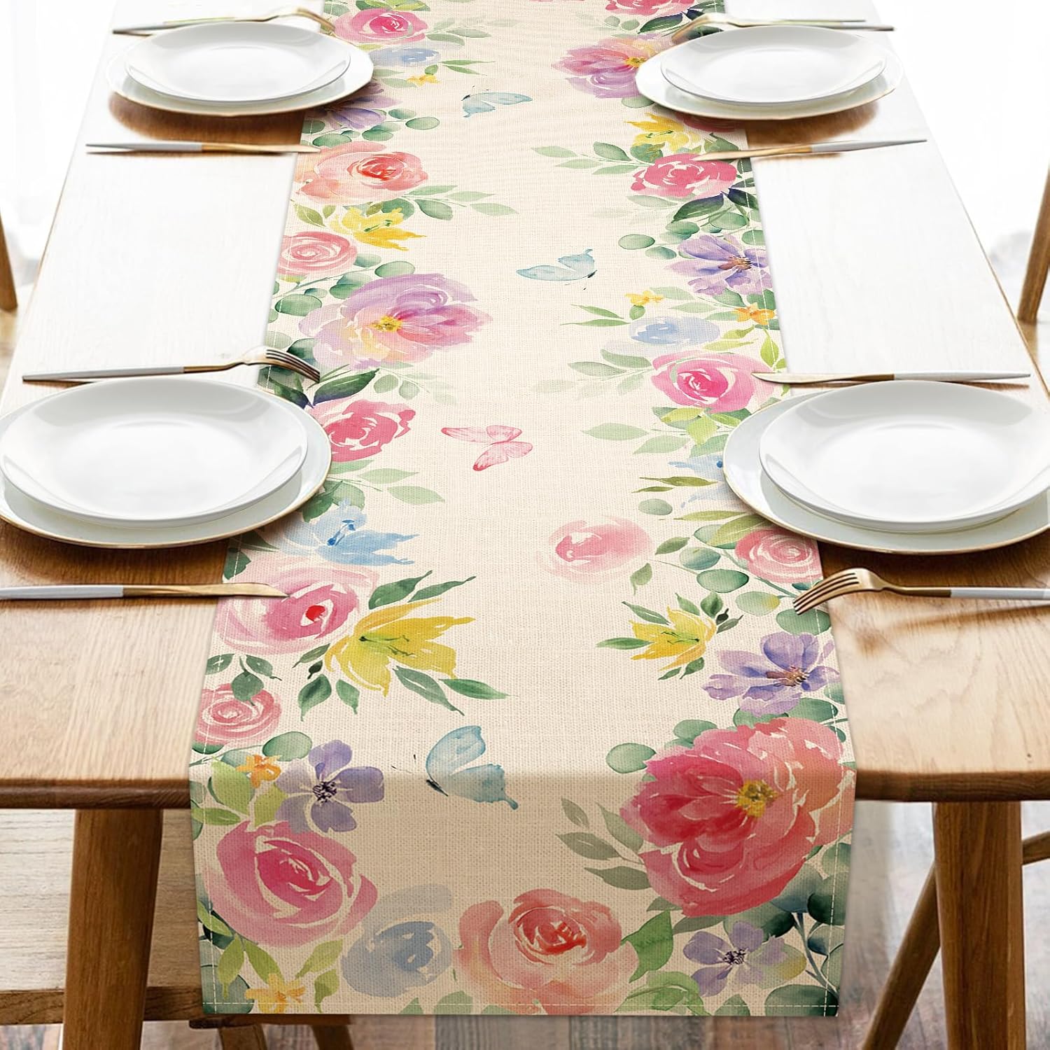 Seliem Spring Summer Floral Table Runner 13x72 Inches