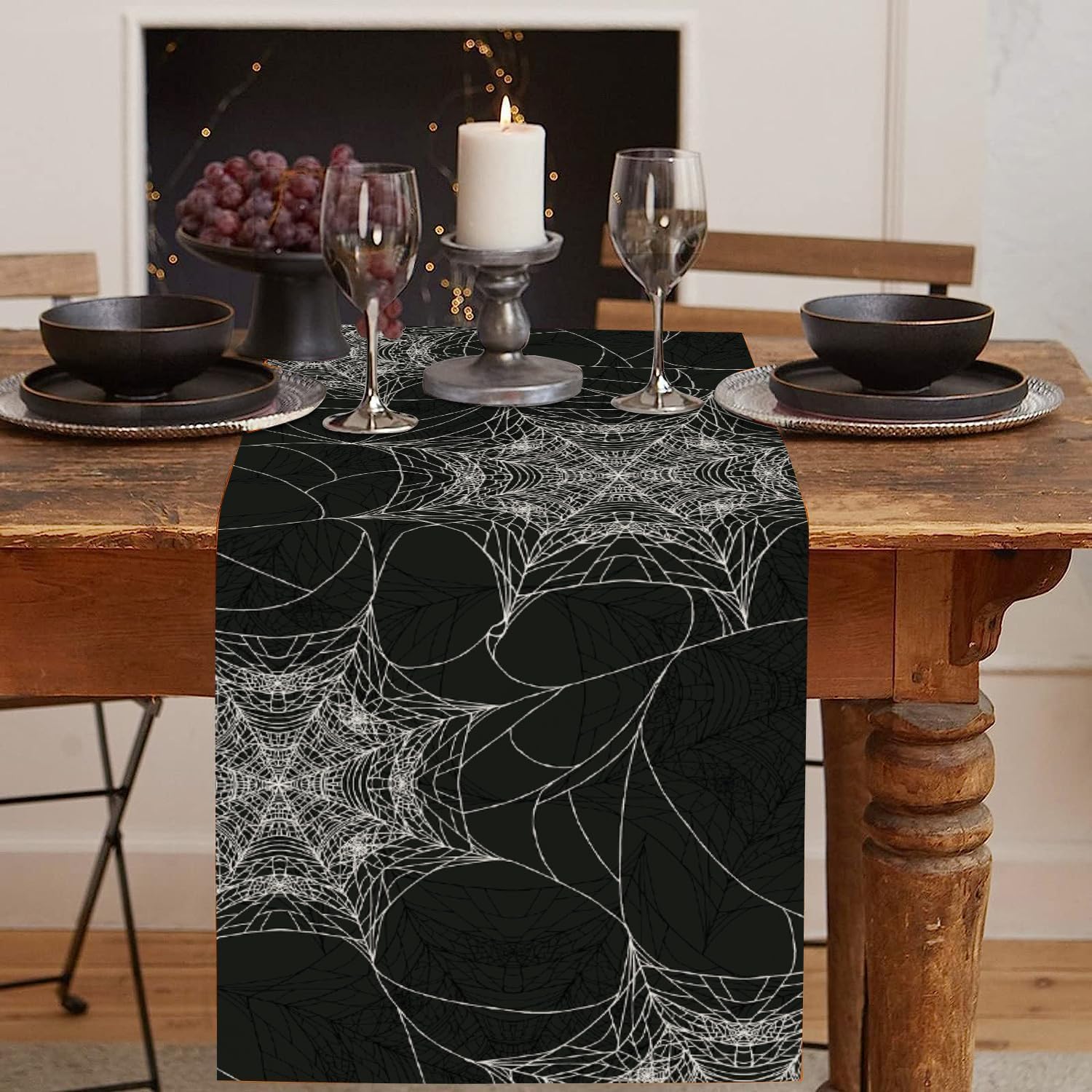 PROCIDA Halloween Spider Web Table Runner 13x72 Inch
