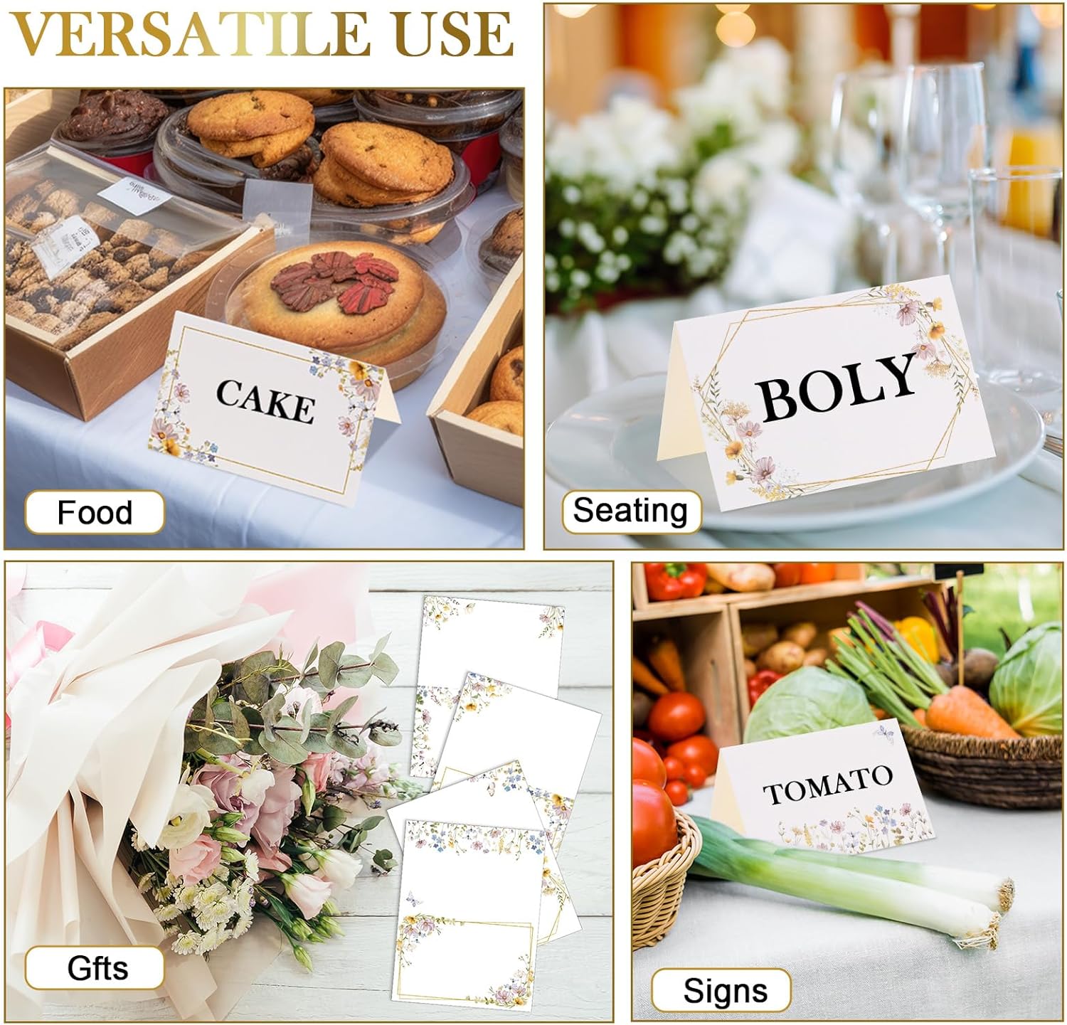 Honoson 48 Pcs Floral Wildflower Place Cards for Wedding and Events
