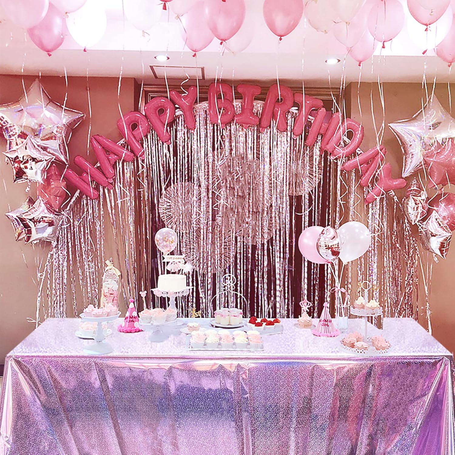 LabZhang 2 Pack Iridescent Pink Tablecloths