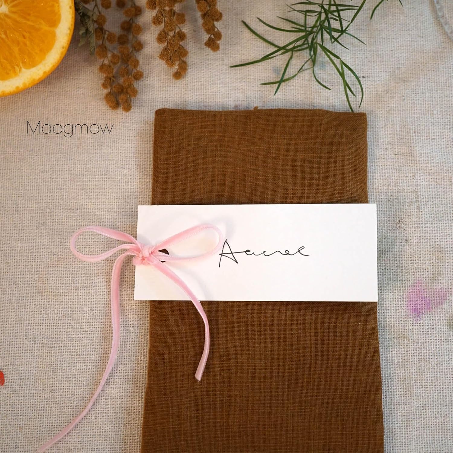 50 Pcs Place Cards with Velvet Ribbons for Weddings and Parties