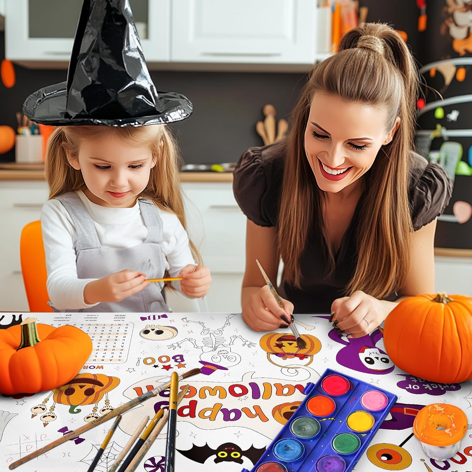 1 Pack Halloween Coloring Tablecloth for Kids