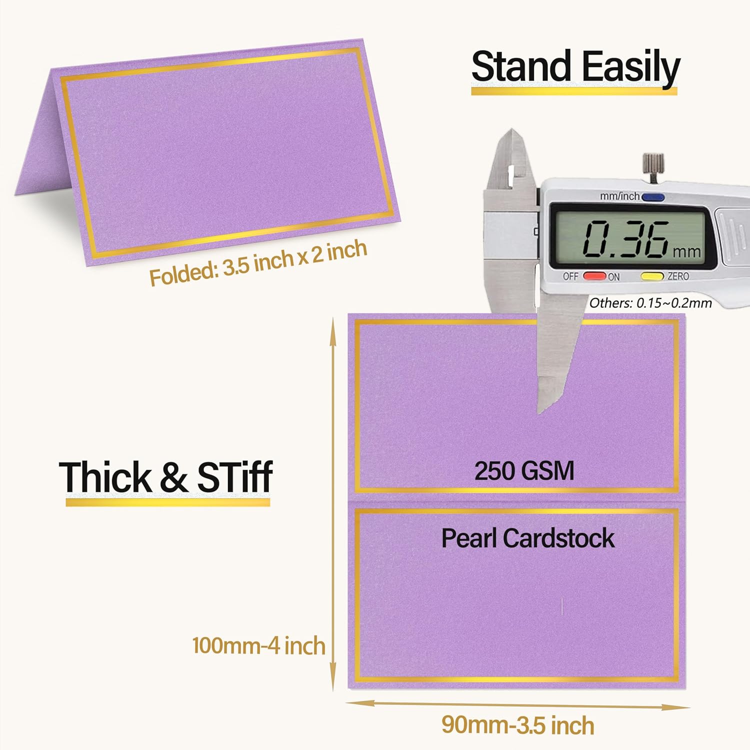 100 Pack Gold Foil Place Cards for Wedding and Events