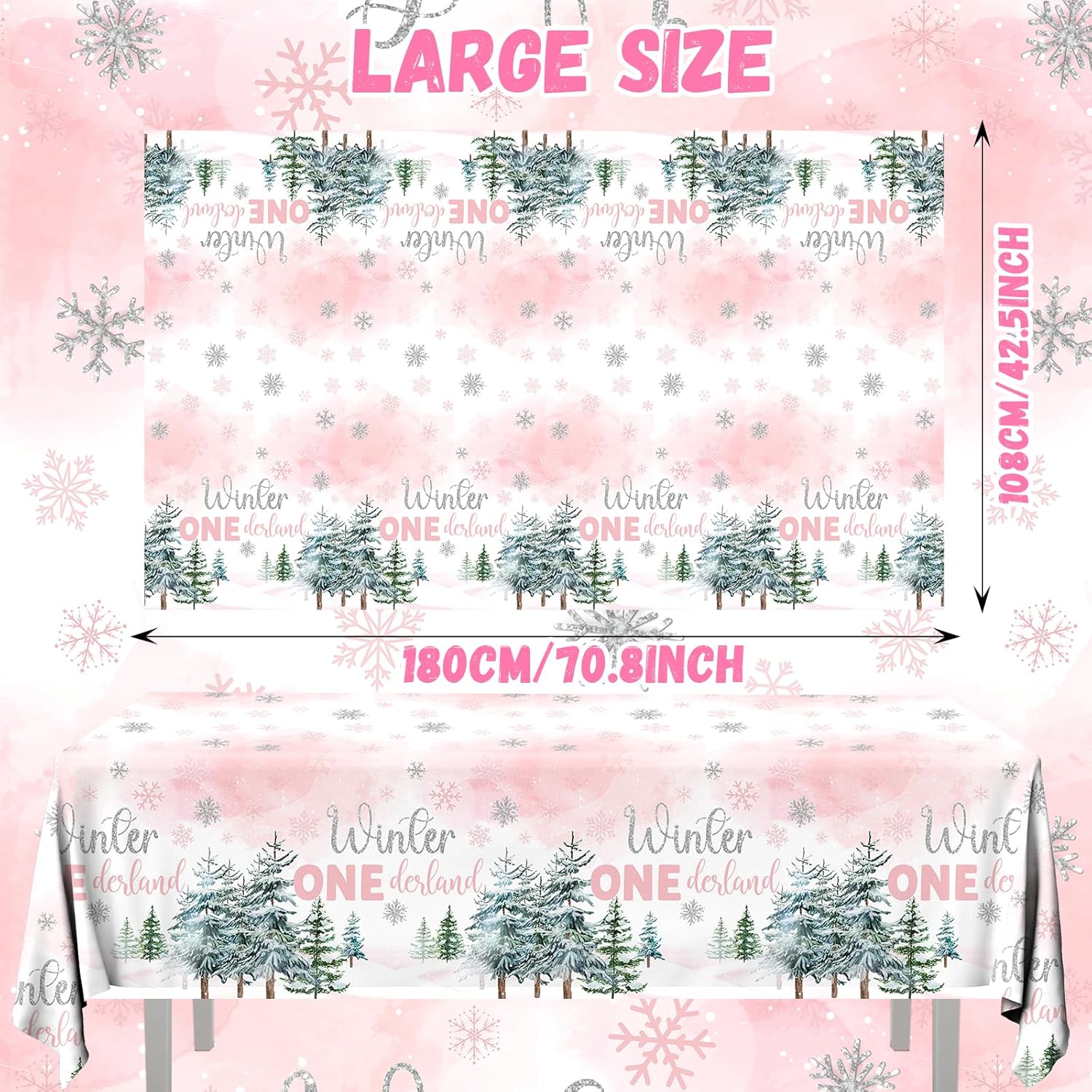 3 Pieces Winter Wonderland Birthday Tablecloth Set