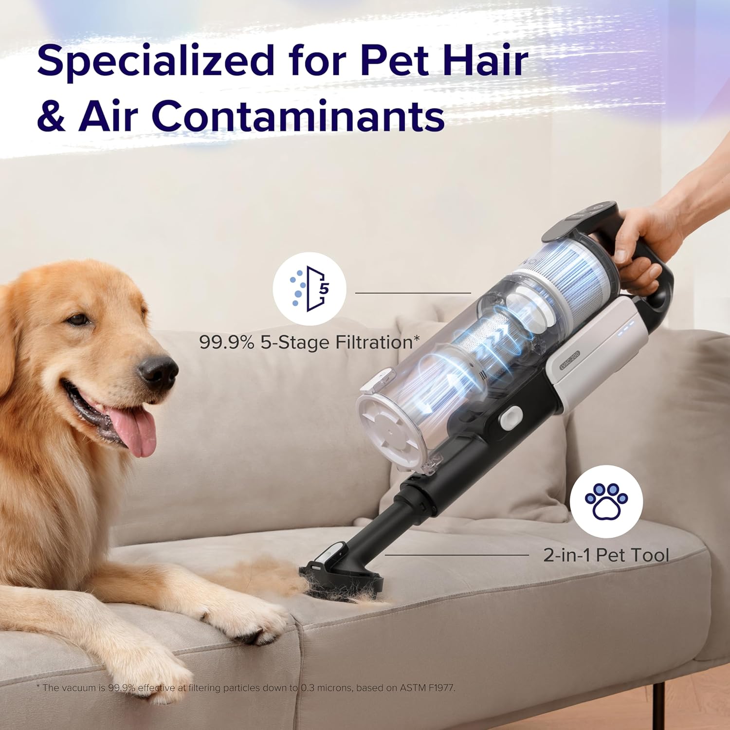 LEVOIT Cordless Stick Vacuum with 50 Minutes Runtime