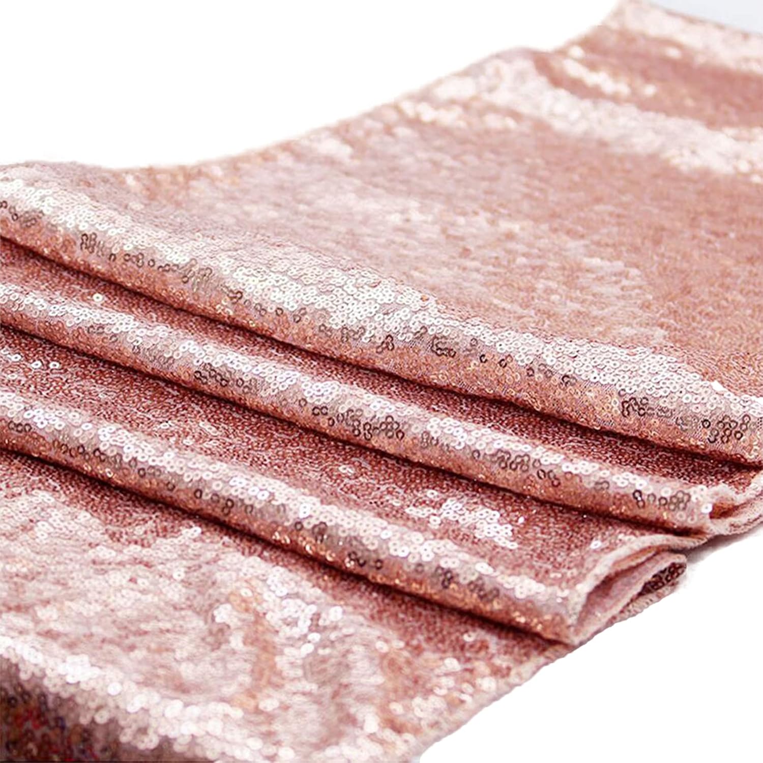 12 Pack Rose Gold Sequin Table Runner 12x108 Inch